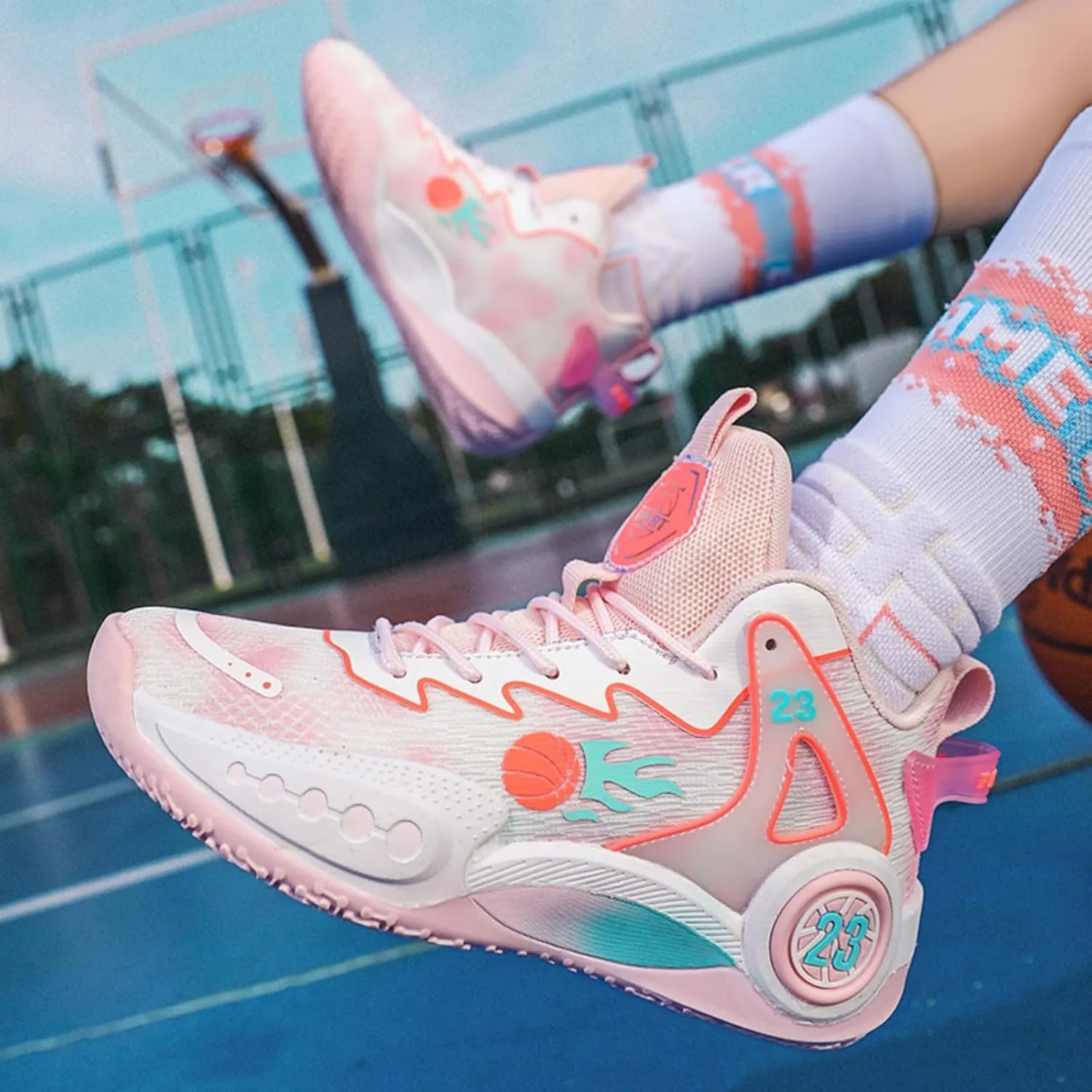 Mens Breathable High Top Chinese Design Basketball Shoes Fashion Graffiti Non-Slip Walking Running Tennis Training Volleyball Sneakers