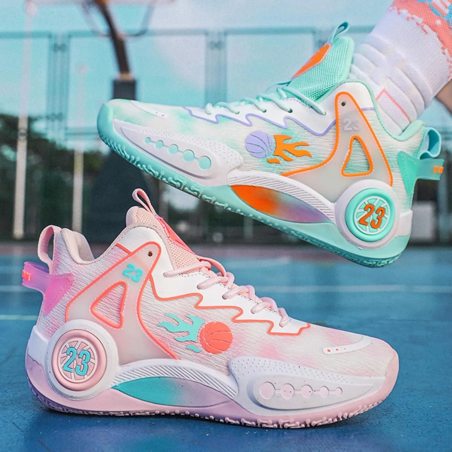 Mens Breathable High Top Chinese Design Basketball Shoes Fashion Graffiti Non-Slip Walking Running Tennis Training Volleyball Sneakers