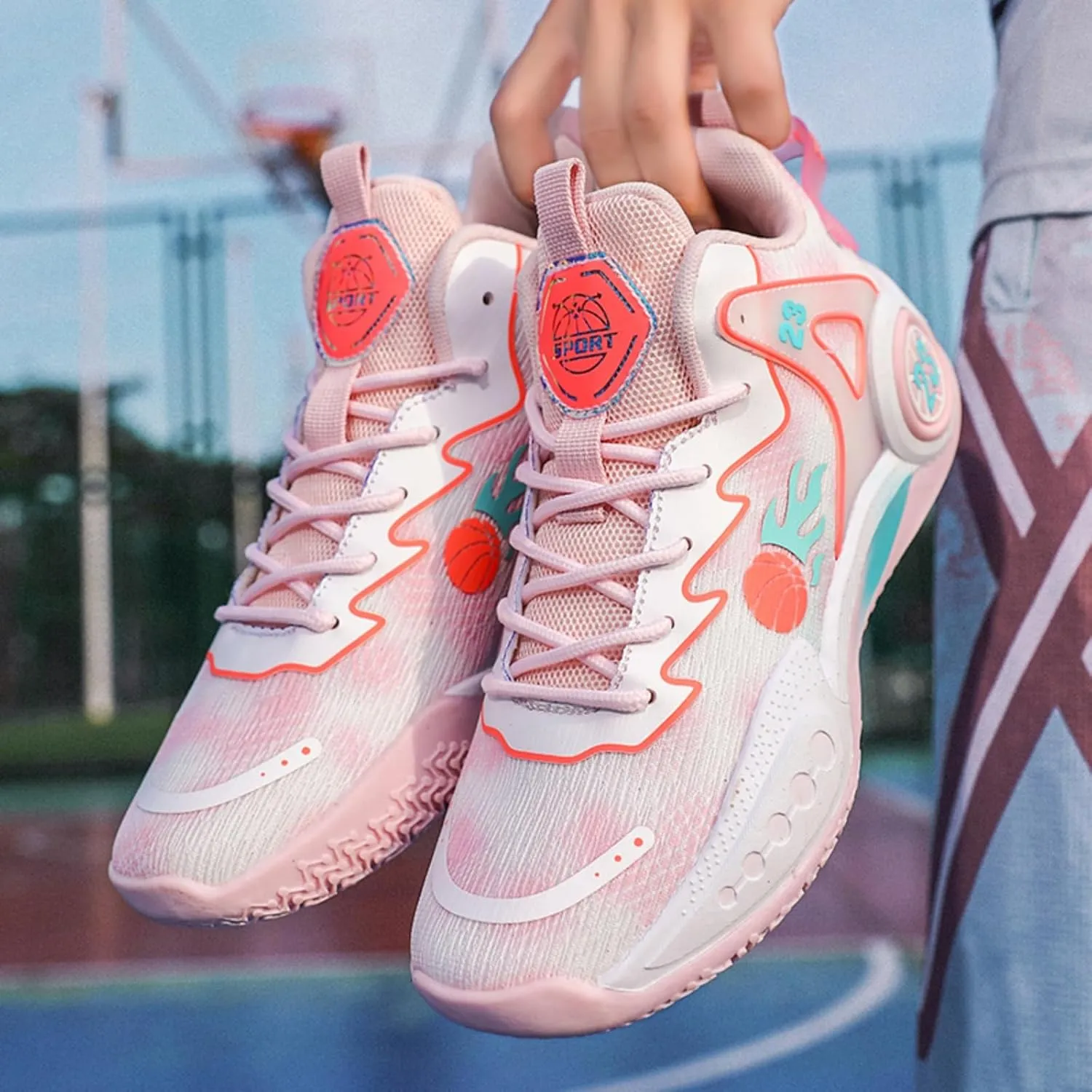 Mens Breathable High Top Chinese Design Basketball Shoes Fashion Graffiti Non-Slip Walking Running Tennis Training Volleyball Sneakers