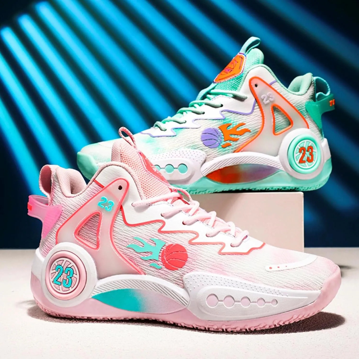 Mens Breathable High Top Chinese Design Basketball Shoes Fashion Graffiti Non-Slip Walking Running Tennis Training Volleyball Sneakers