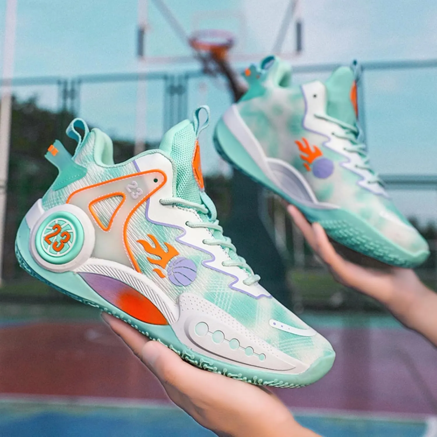 Mens Breathable High Top Chinese Design Basketball Shoes Fashion Graffiti Non-Slip Walking Running Tennis Training Volleyball Sneakers