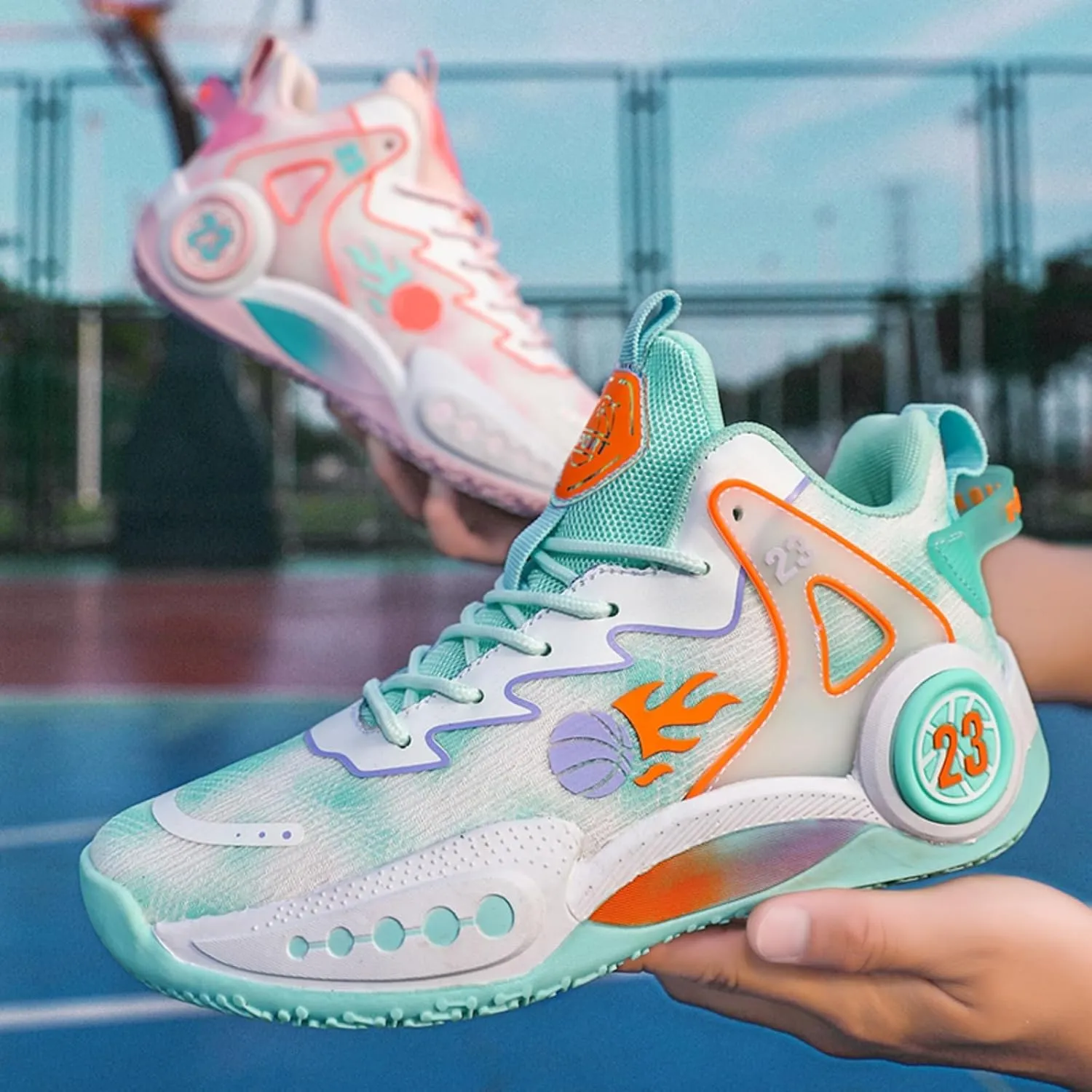 Mens Breathable High Top Chinese Design Basketball Shoes Fashion Graffiti Non-Slip Walking Running Tennis Training Volleyball Sneakers