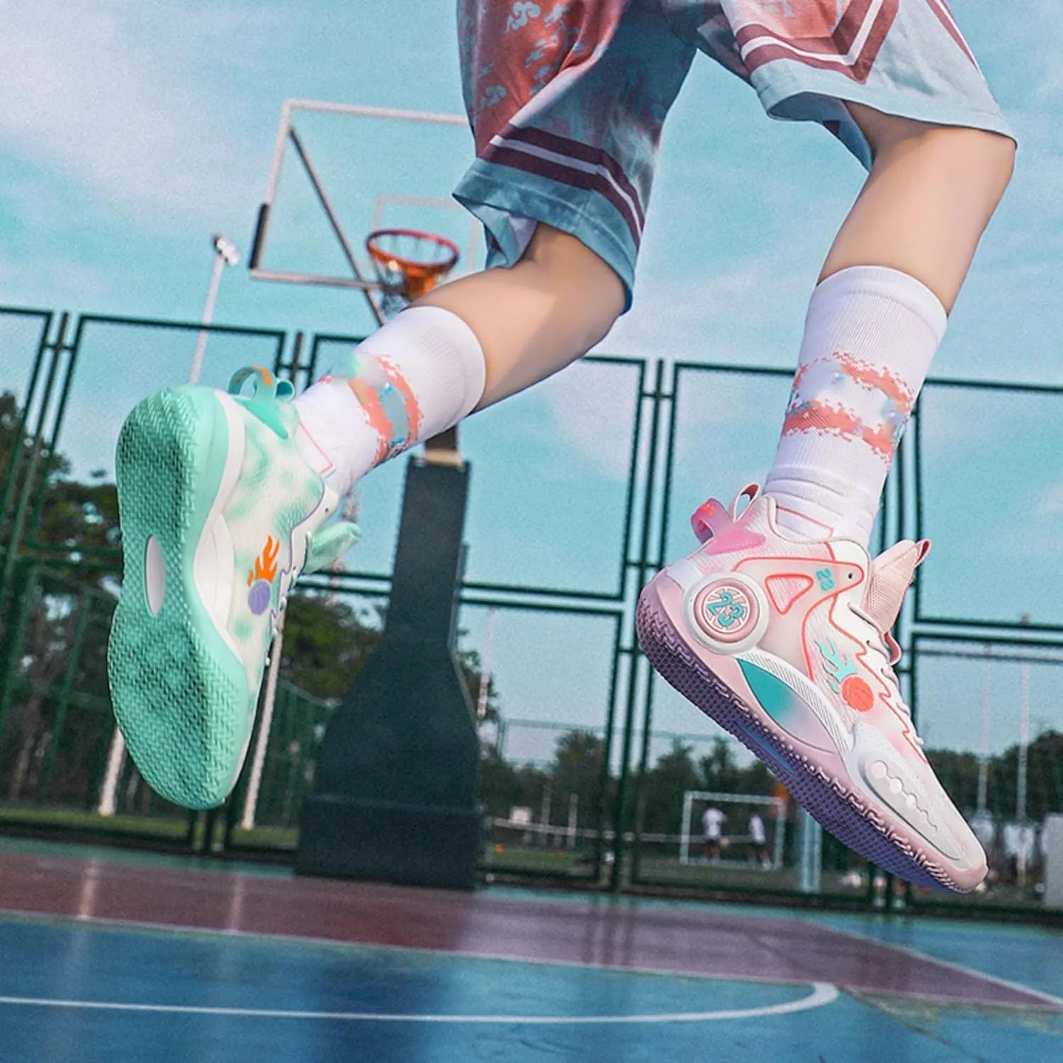 Mens Breathable High Top Chinese Design Basketball Shoes Fashion Graffiti Non-Slip Walking Running Tennis Training Volleyball Sneakers