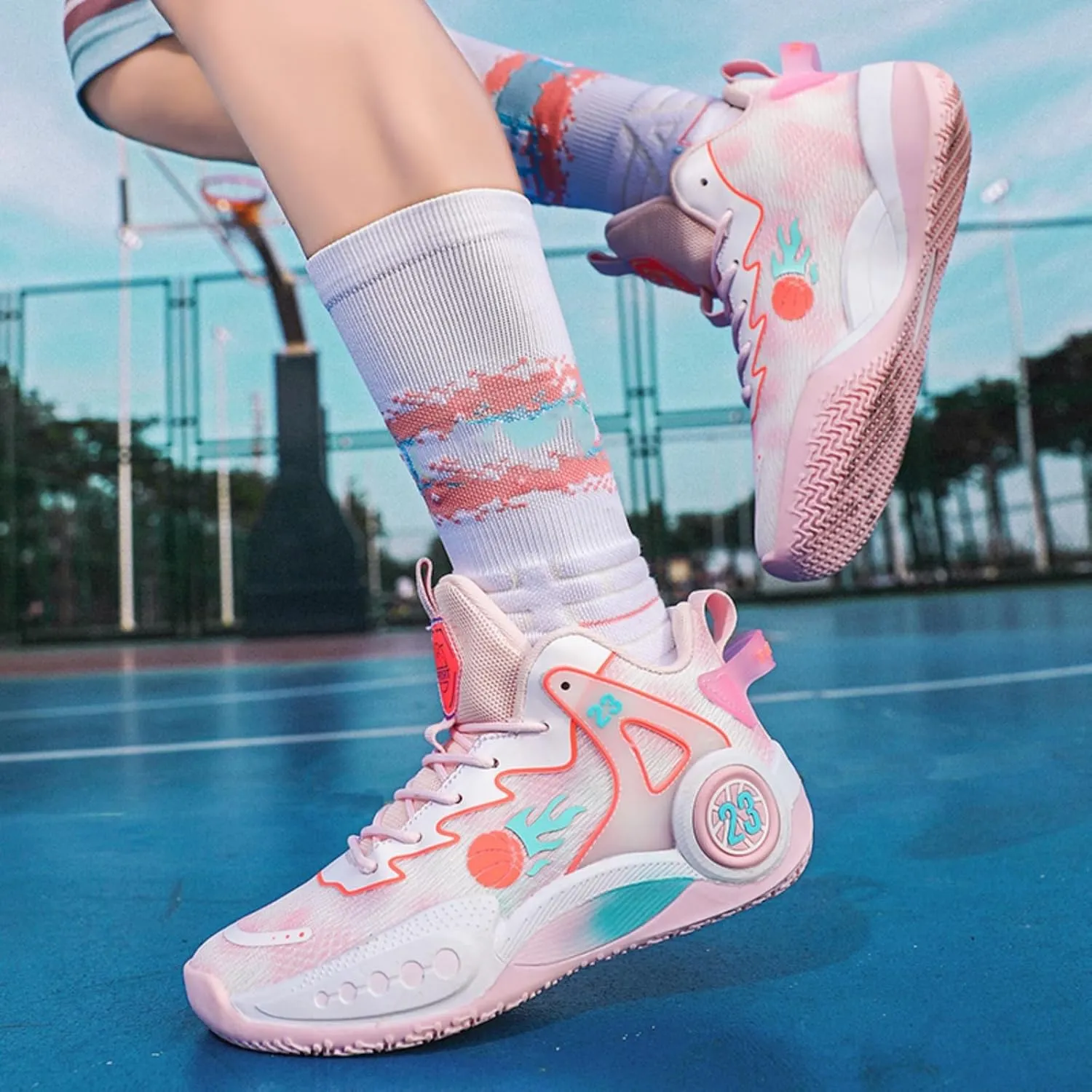 Mens Breathable High Top Chinese Design Basketball Shoes Fashion Graffiti Non-Slip Walking Running Tennis Training Volleyball Sneakers