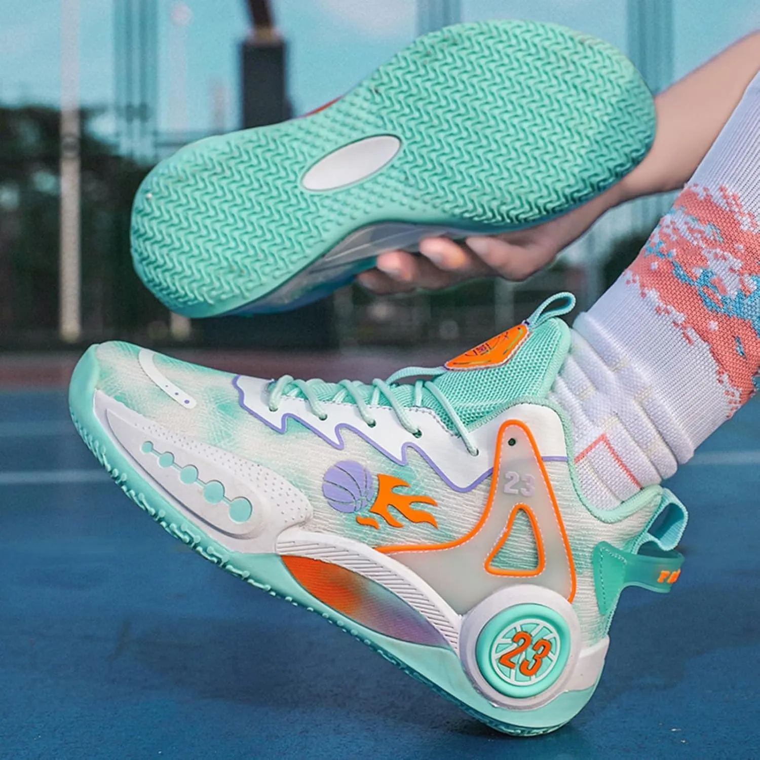 Mens Breathable High Top Chinese Design Basketball Shoes Fashion Graffiti Non-Slip Walking Running Tennis Training Volleyball Sneakers