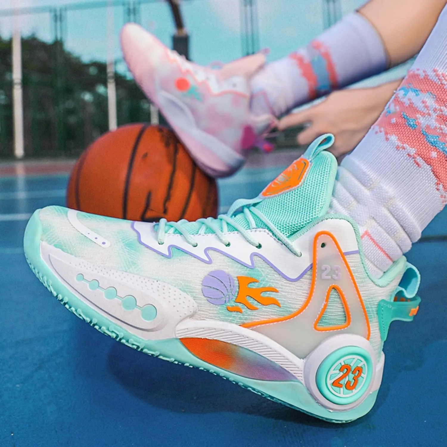 Mens Breathable High Top Chinese Design Basketball Shoes Fashion Graffiti Non-Slip Walking Running Tennis Training Volleyball Sneakers