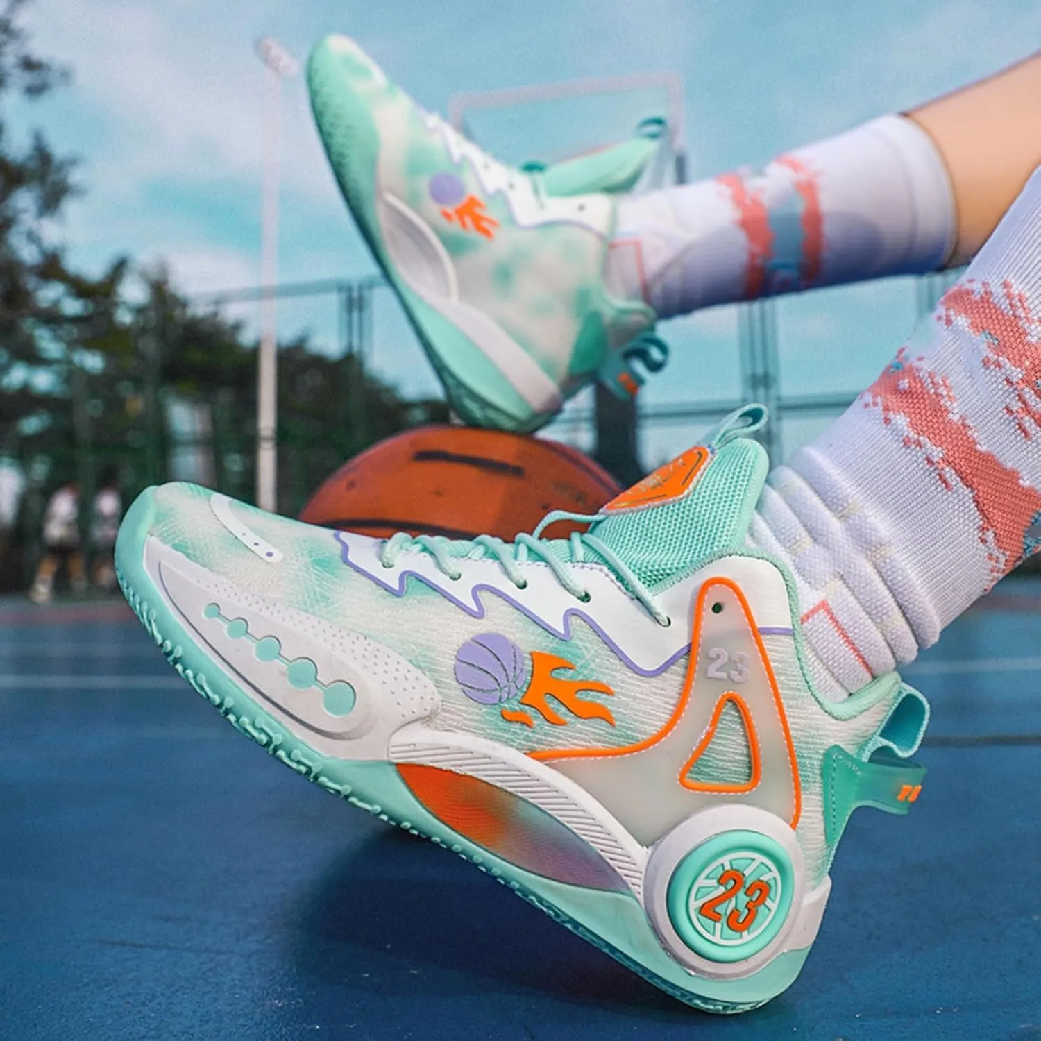 Mens Breathable High Top Chinese Design Basketball Shoes Fashion Graffiti Non-Slip Walking Running Tennis Training Volleyball Sneakers
