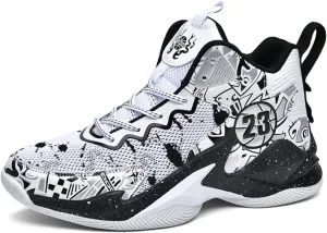 Mens Breathable Lace Up Fashion Basketball Shoes Soft High Top Running Shoes Classical Non-Slip Train Sport Sneakers