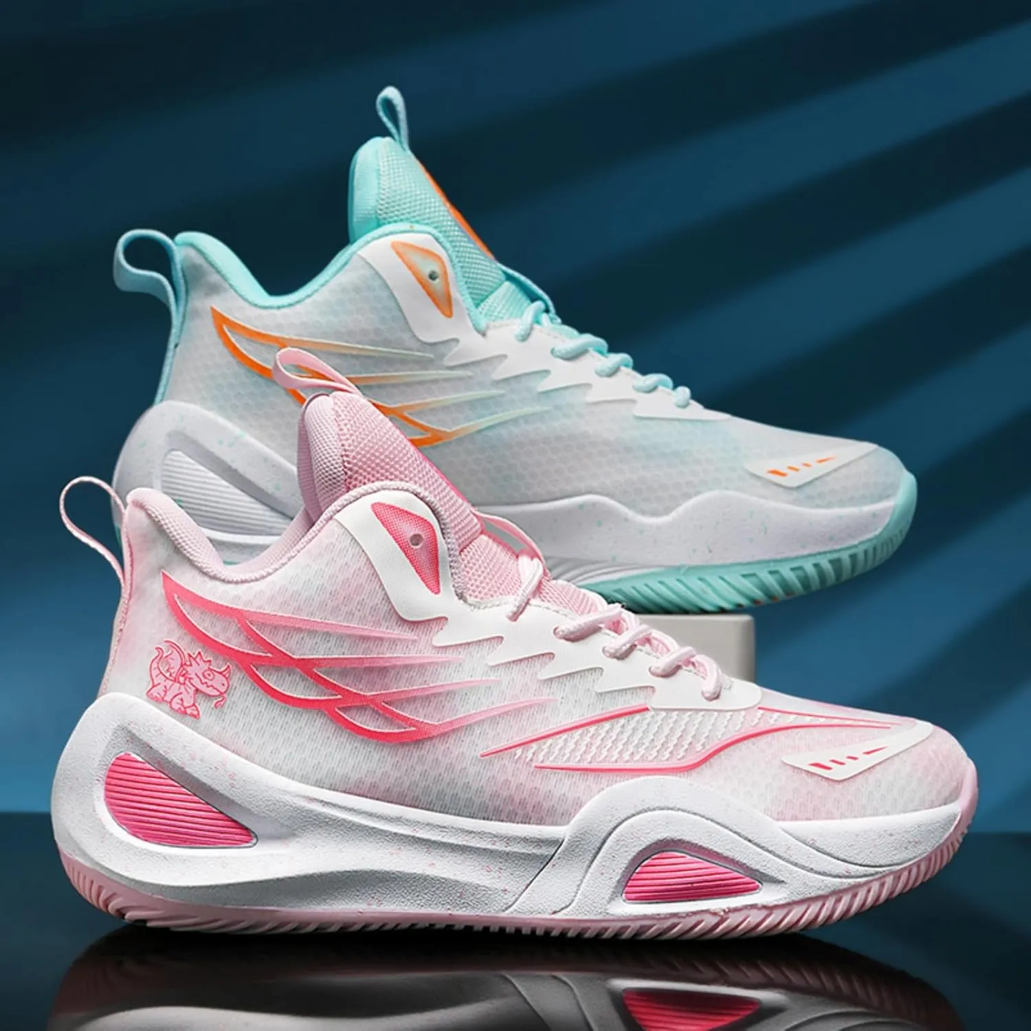 Mens Breathable Mesh High-Top Lace Up Basketball Shoes Fashion Non-Slip Cushioning Sneakers for Tennis Jogging Running Walking