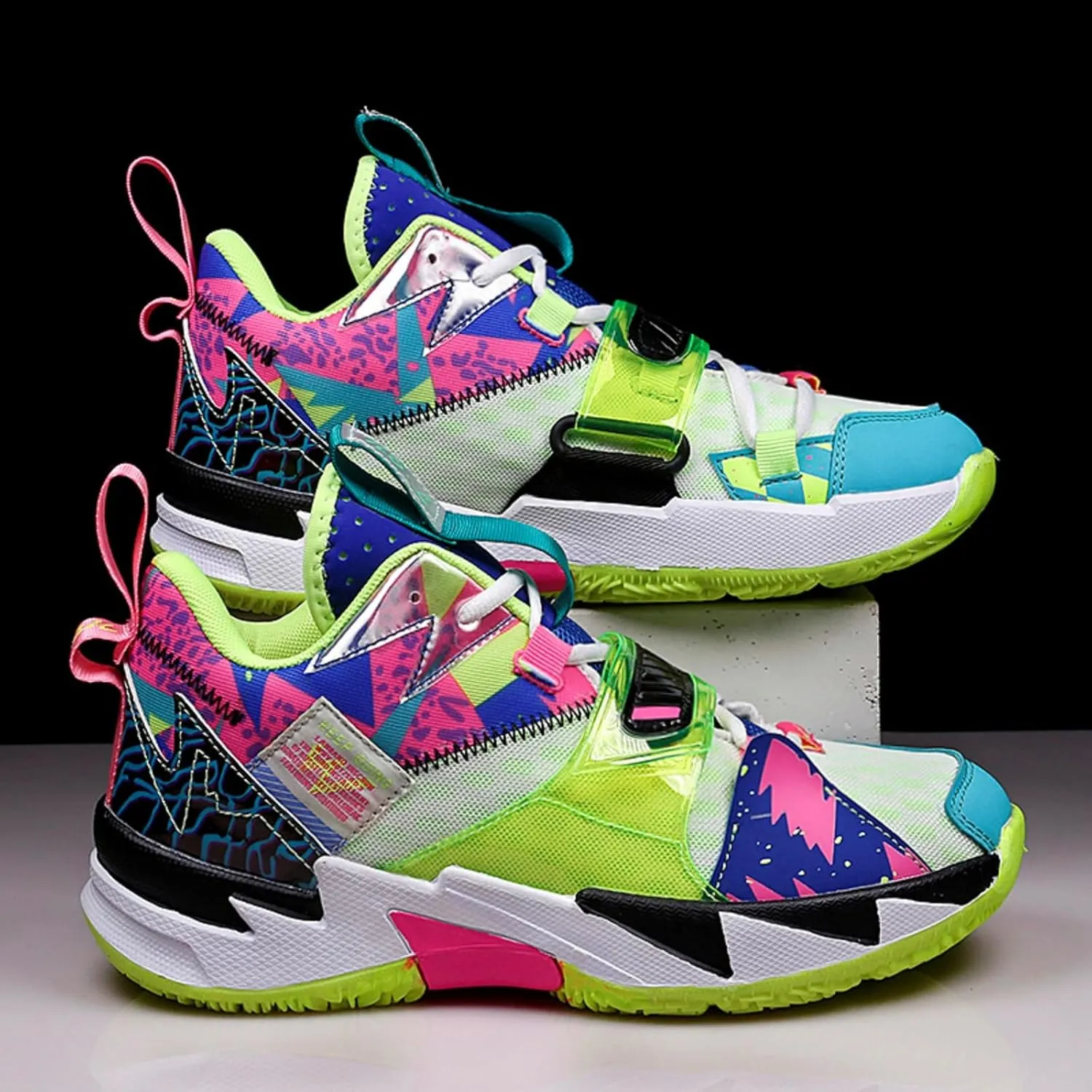 Mens Breathable Mesh Lace Up Basketball Shoes Fashion High Top Lightweight Non Slip Chunky Sport Sneakers for Walking Running Tennis Volleyball