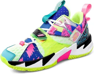 Mens Breathable Mesh Lace Up Basketball Shoes Fashion High Top Lightweight Non Slip Chunky Sport Sneakers for Walking Running Tennis Volleyball