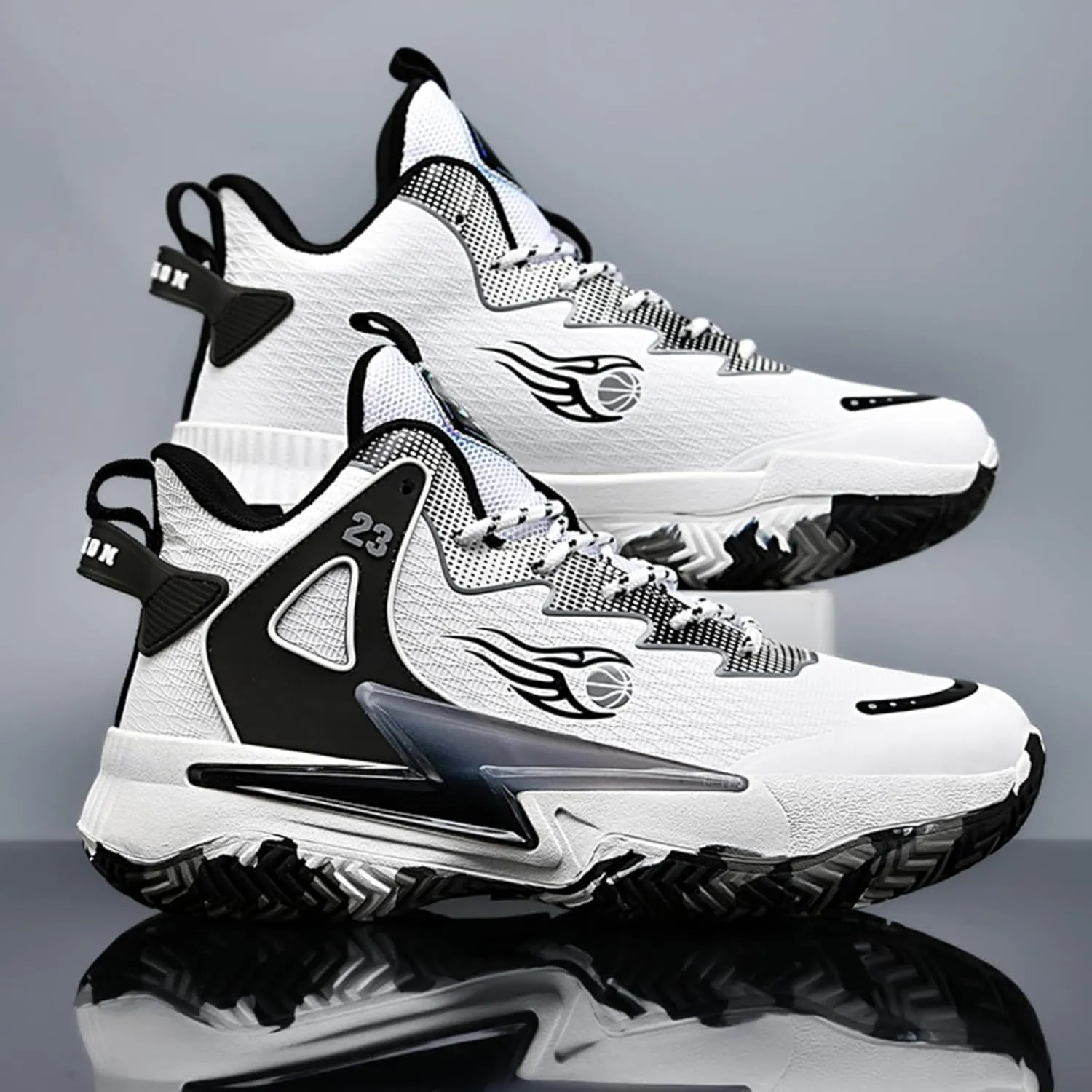 Men's Breathable Mesh Lace Up Basketball Shoes Lightweight Comfortable Running Shoes Gym Sports Tennis Walking Jogging Volleyball Sneakers