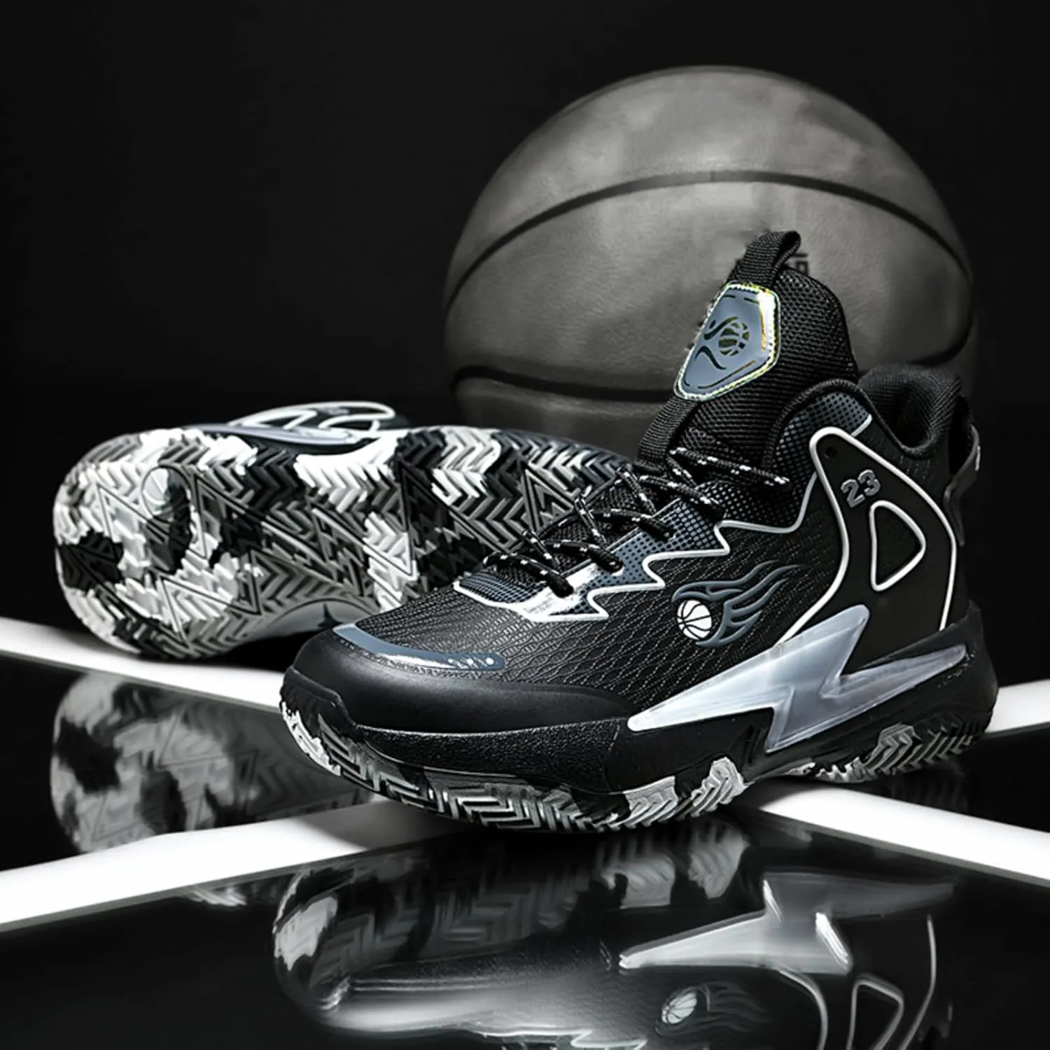 Men's Breathable Mesh Lace Up Basketball Shoes Lightweight Comfortable Running Shoes Gym Sports Tennis Walking Jogging Volleyball Sneakers