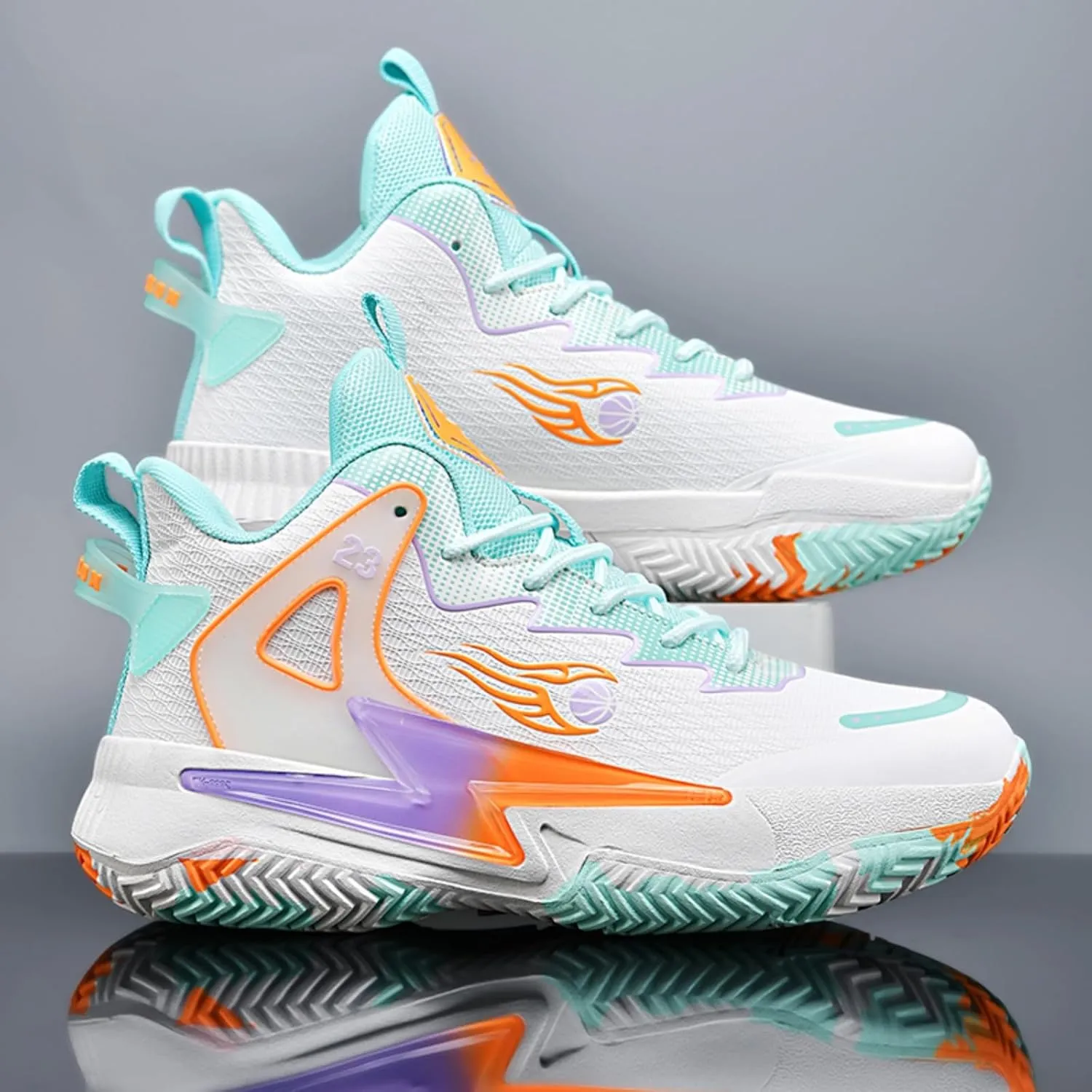 Men's Breathable Mesh Lace Up Basketball Shoes Lightweight Comfortable Running Shoes Gym Sports Tennis Walking Jogging Volleyball Sneakers