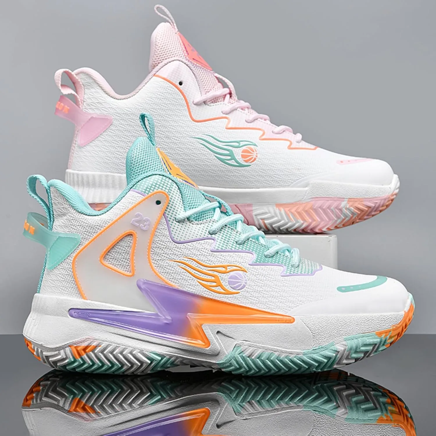 Men's Breathable Mesh Lace Up Basketball Shoes Lightweight Comfortable Running Shoes Gym Sports Tennis Walking Jogging Volleyball Sneakers