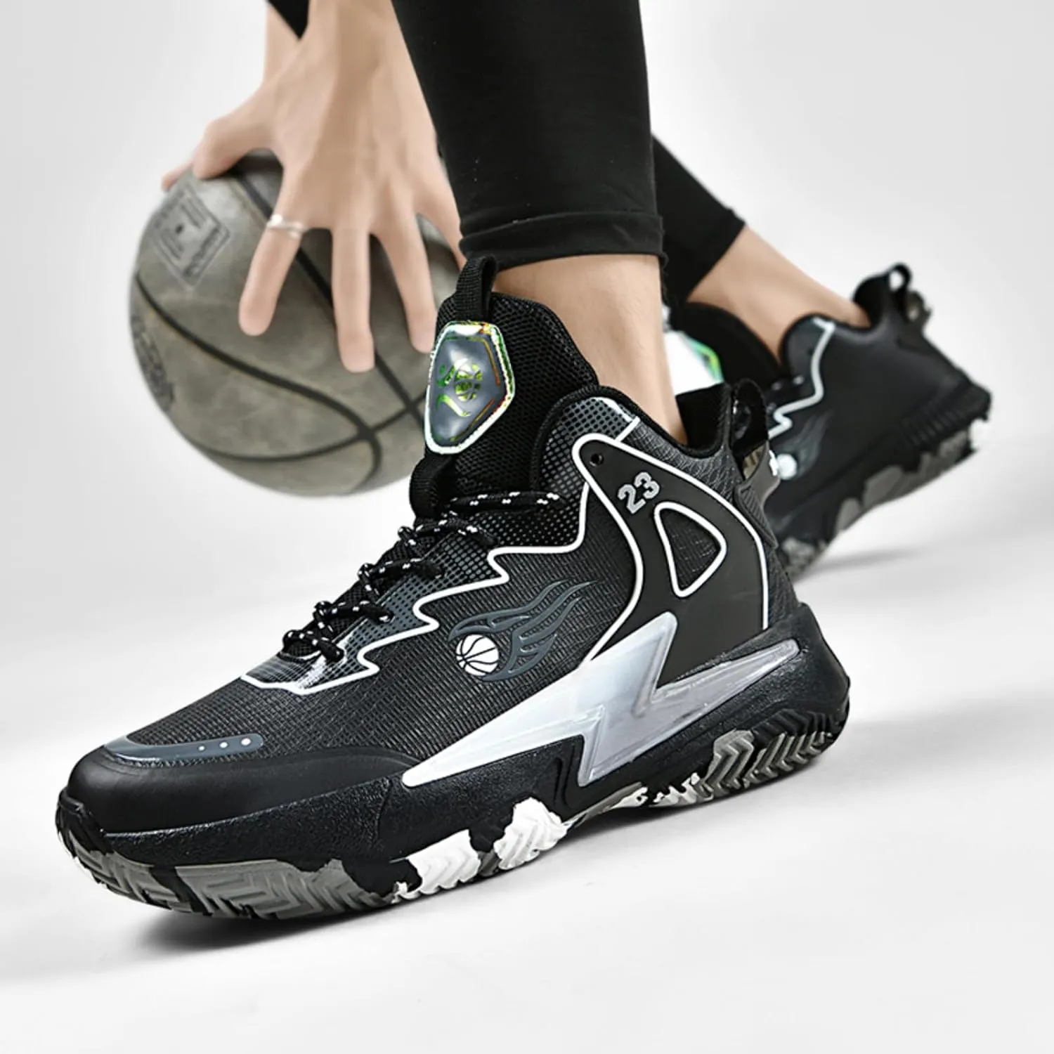 Men's Breathable Mesh Lace Up Basketball Shoes Lightweight Comfortable Running Shoes Gym Sports Tennis Walking Jogging Volleyball Sneakers