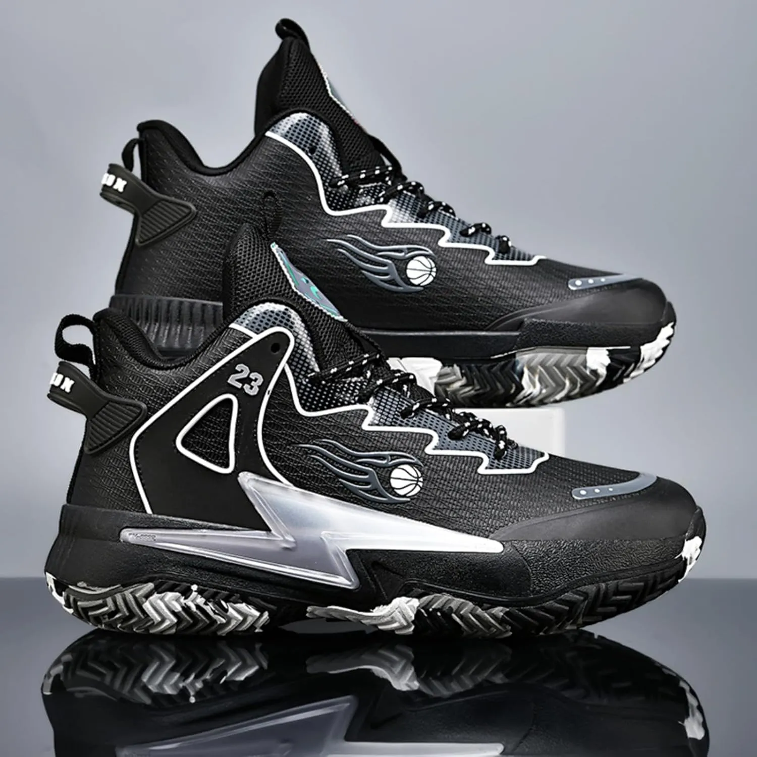 Men's Breathable Mesh Lace Up Basketball Shoes Lightweight Comfortable Running Shoes Gym Sports Tennis Walking Jogging Volleyball Sneakers