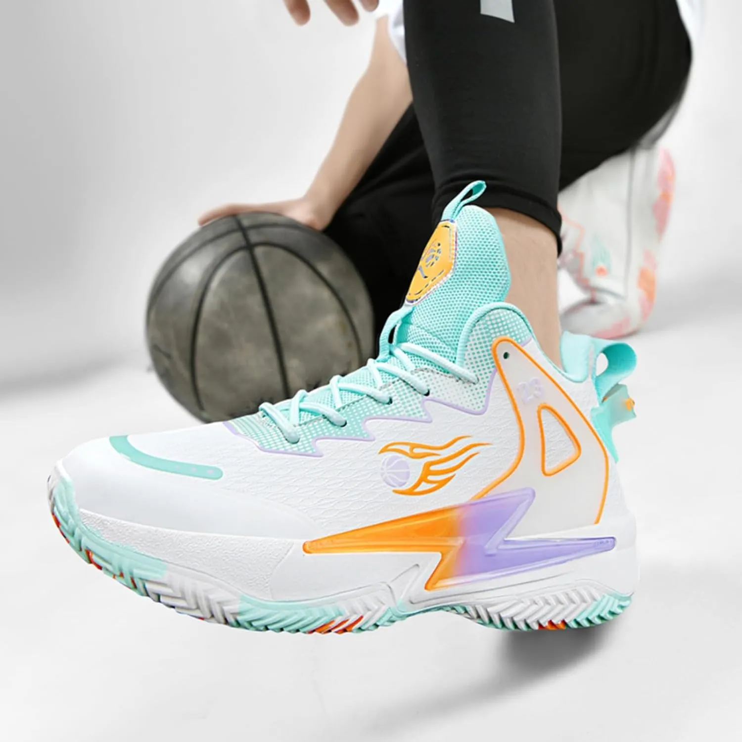 Men's Breathable Mesh Lace Up Basketball Shoes Lightweight Comfortable Running Shoes Gym Sports Tennis Walking Jogging Volleyball Sneakers