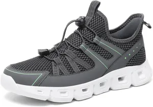 Mens Breathable Mesh Slip-On Fashion Sneakers with Elastic Band Lightweight Soft Sole Trail Running Shoes Walking Sports Shoes