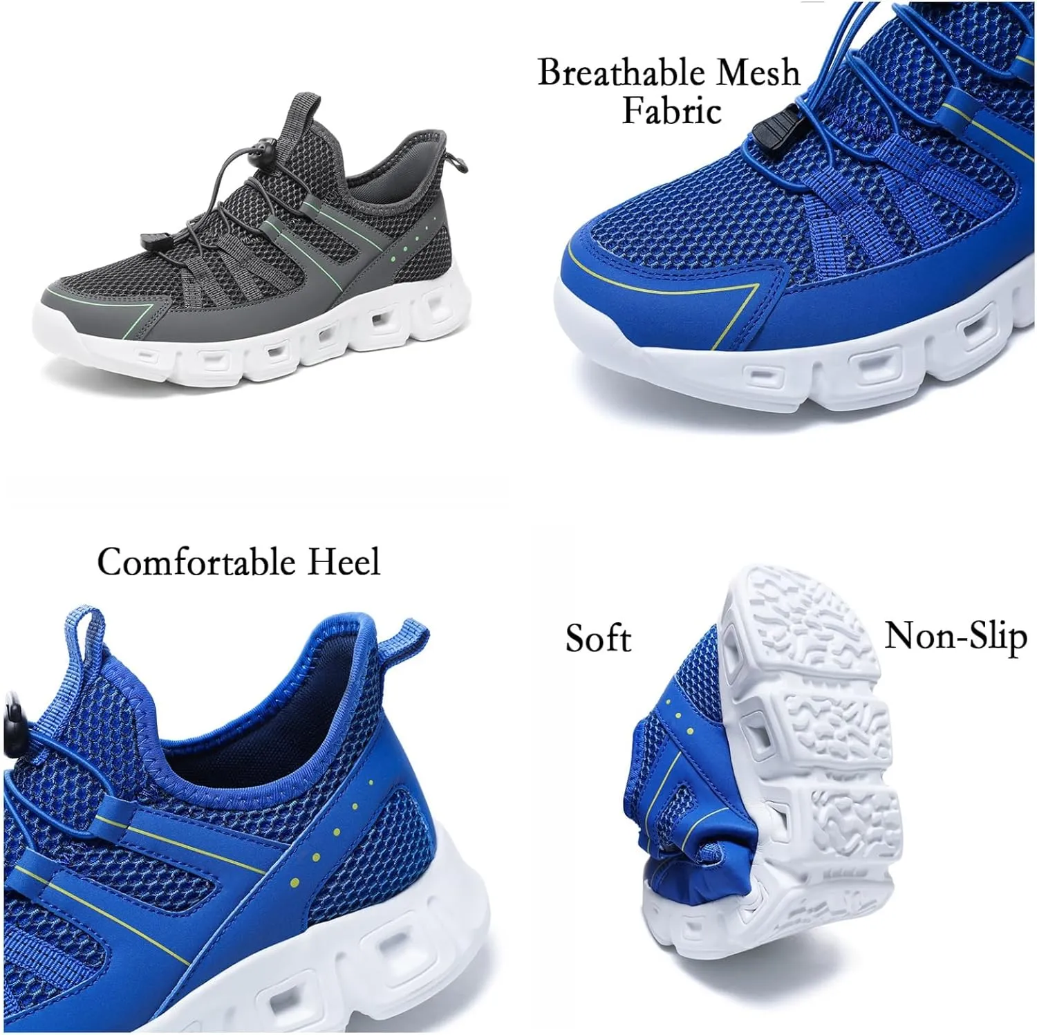 Mens Breathable Mesh Slip-On Fashion Sneakers with Elastic Band Lightweight Soft Sole Trail Running Shoes Walking Sports Shoes