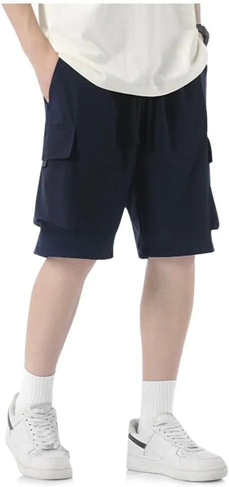 Men’s Cargo Shorts Loose-Fit Summer Drawstring Quick Dry Stretch Athletic Hiking Running Workout Shorts with Pockets