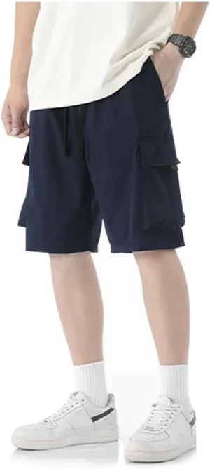 Men’s Cargo Shorts Loose-Fit Summer Drawstring Quick Dry Stretch Athletic Hiking Running Workout Shorts with Pockets
