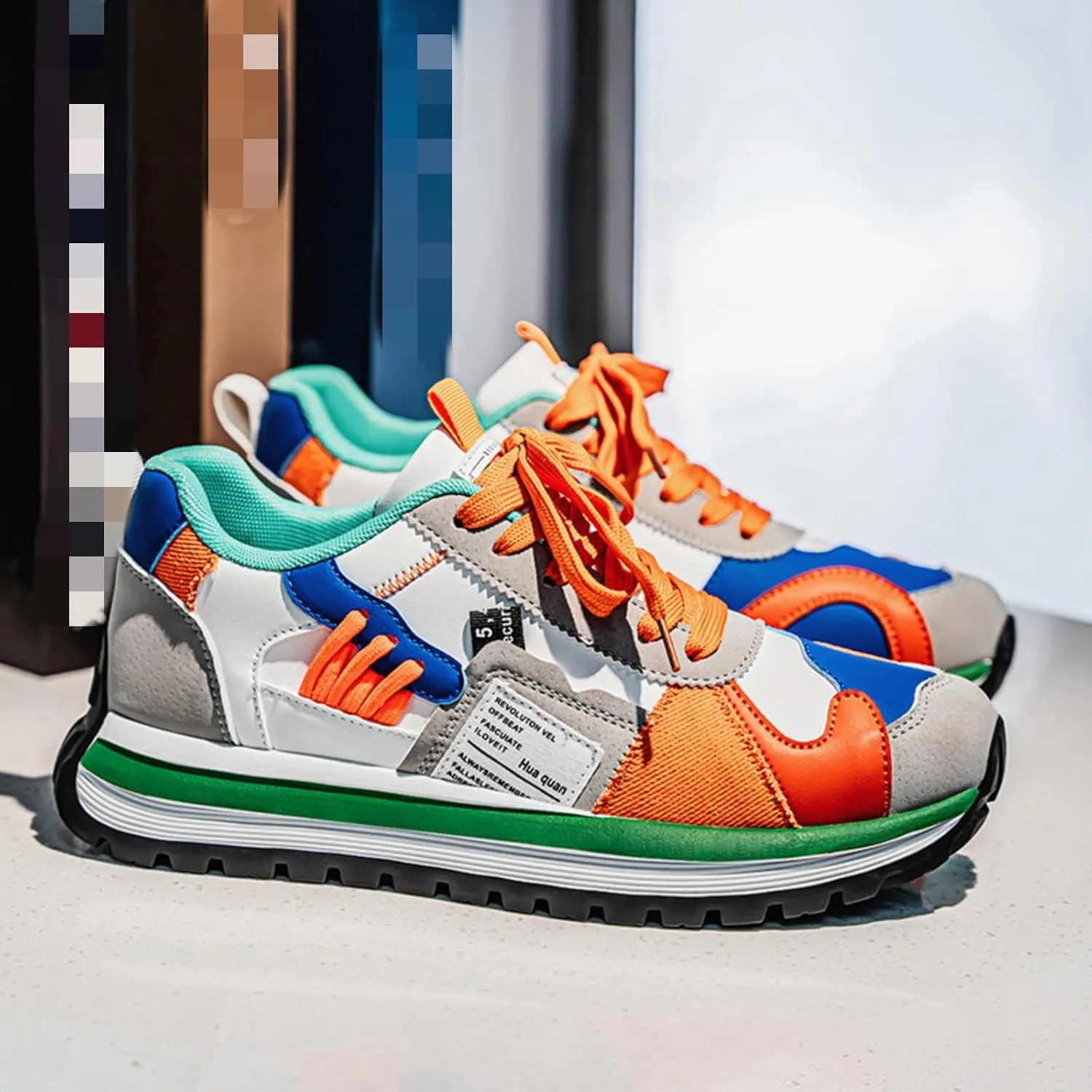 Men's Colorful, Trendy and Retro Canvas Platform Sneakers: Lace - up Casual Style, Suitable for Walking, Tennis and Running