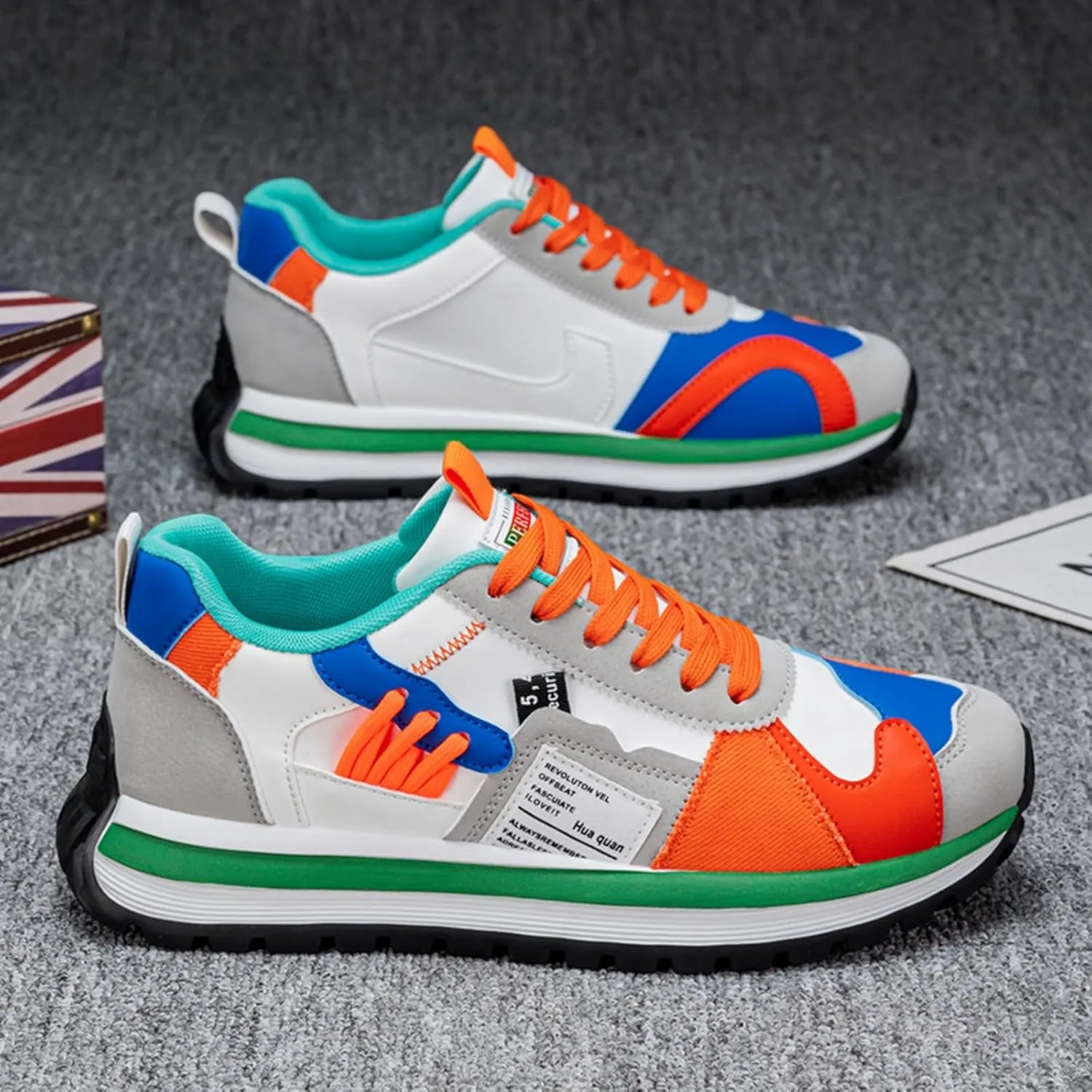 Men's Colorful, Trendy and Retro Canvas Platform Sneakers: Lace - up Casual Style, Suitable for Walking, Tennis and Running