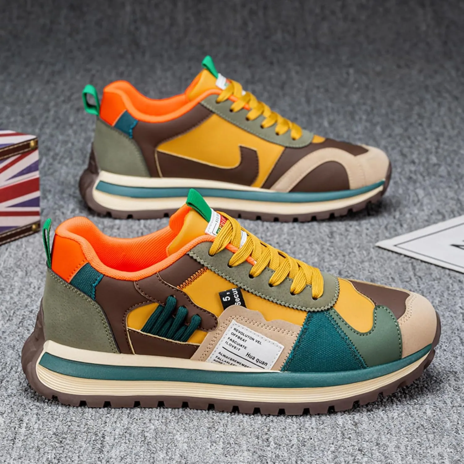 Men's Colorful, Trendy and Retro Canvas Platform Sneakers: Lace - up Casual Style, Suitable for Walking, Tennis and Running