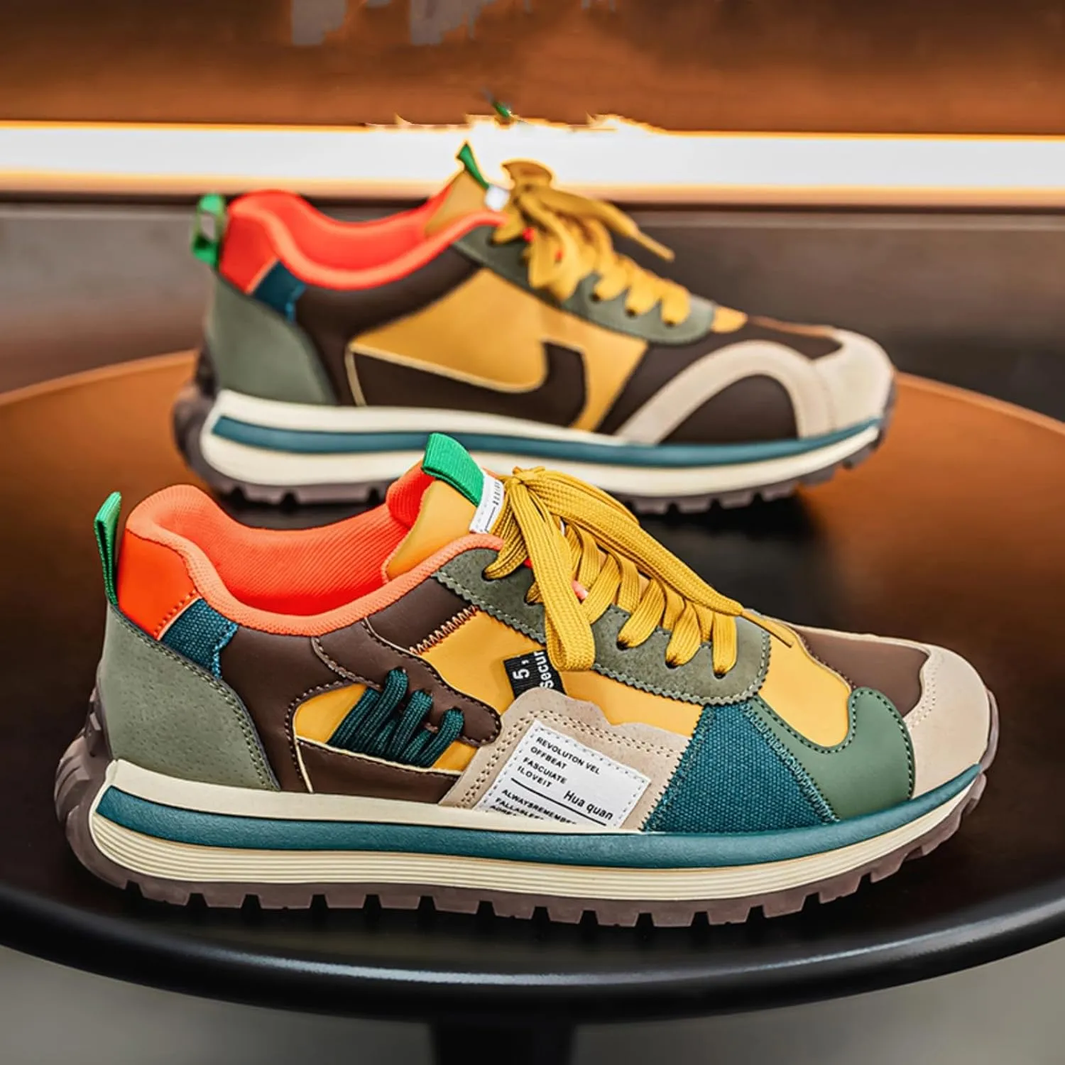 Men's Colorful, Trendy and Retro Canvas Platform Sneakers: Lace - up Casual Style, Suitable for Walking, Tennis and Running