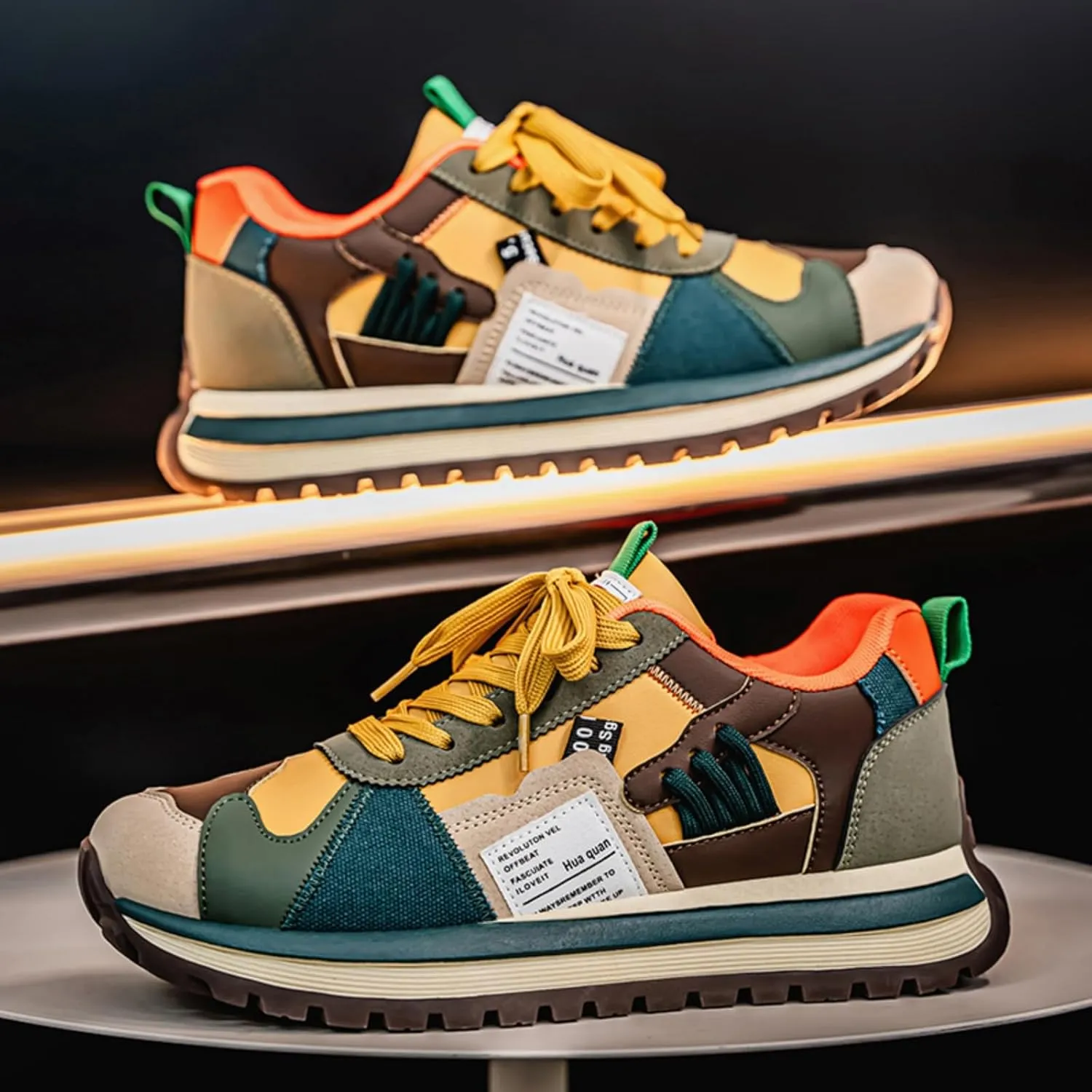Men's Colorful, Trendy and Retro Canvas Platform Sneakers: Lace - up Casual Style, Suitable for Walking, Tennis and Running