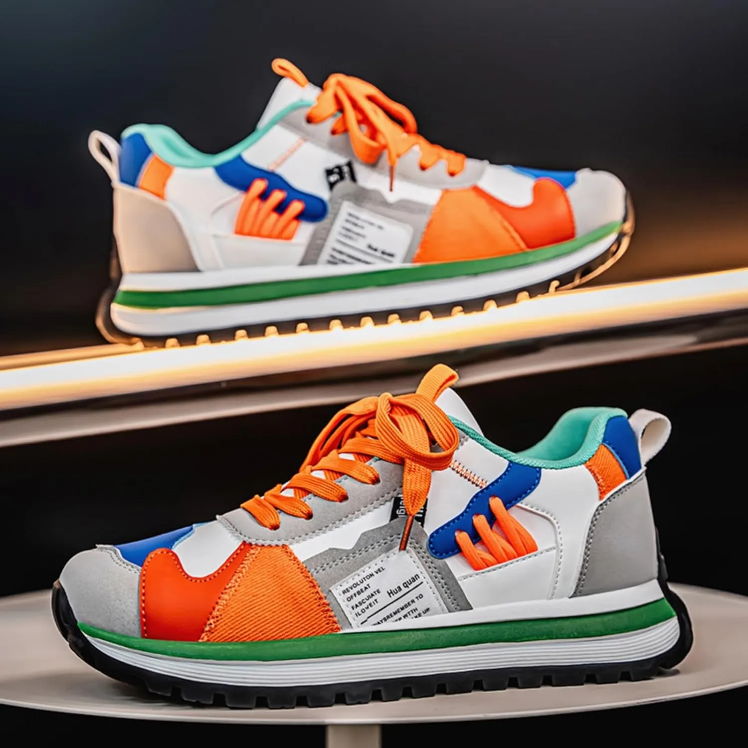 Men's Colorful, Trendy and Retro Canvas Platform Sneakers: Lace - up Casual Style, Suitable for Walking, Tennis and Running