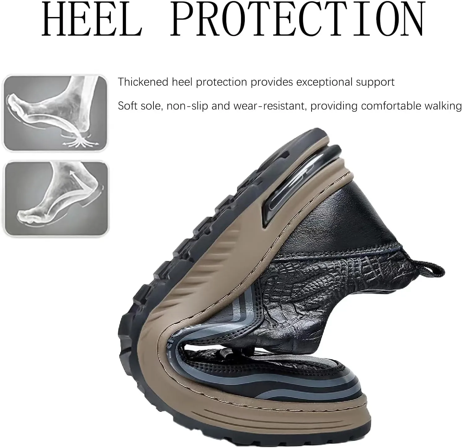 Men's Cowhide Lace Up Height Increasing Sneakers Fashion Crocodile Pattern Comfortable Slip-on Platform Waterproof Anti-Slip Casual Oxfords for Walking Business Working Office Driving