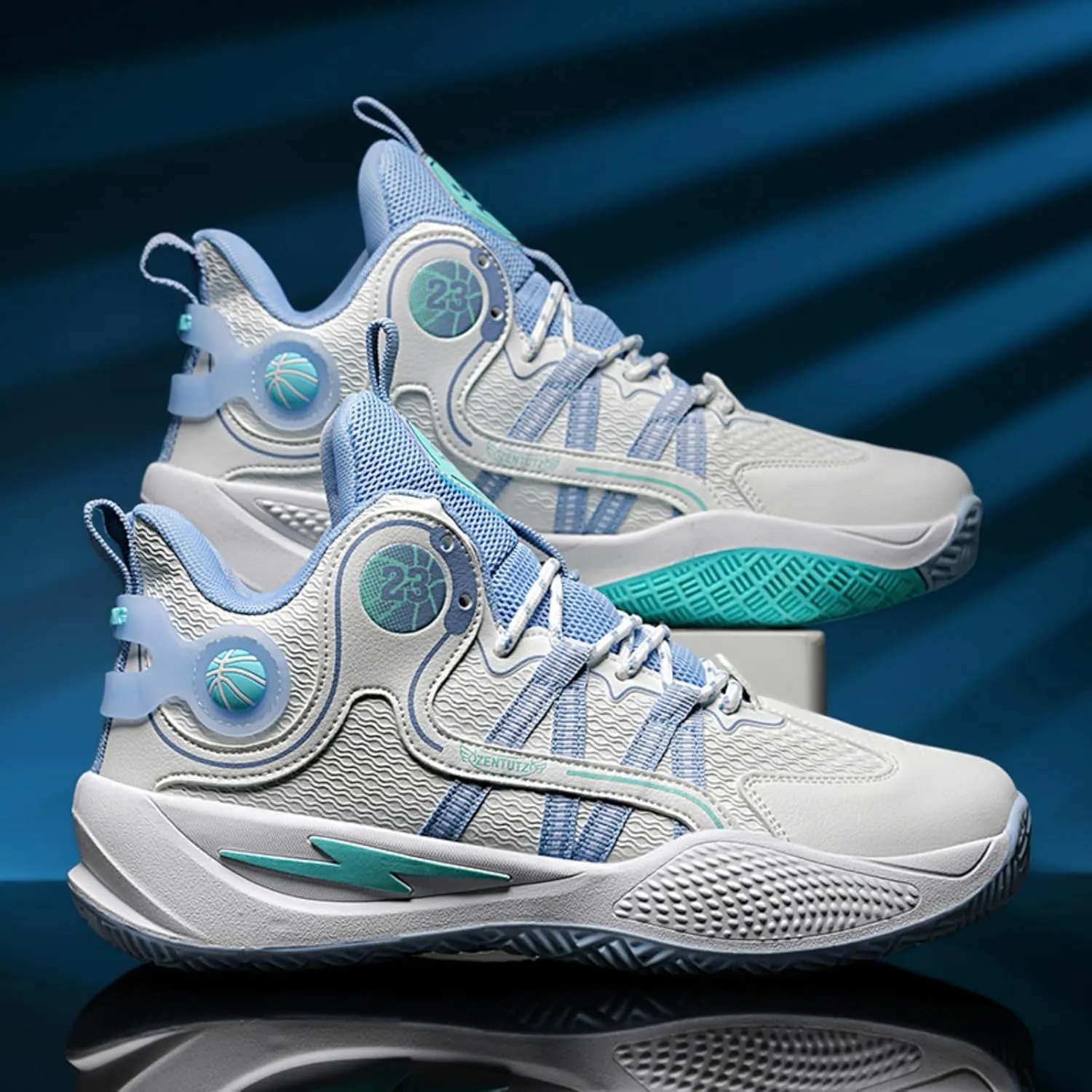 Men's Fashion High Top Lace Up Basketballs Shoes Lightweight Breathable Non-Slip Tennis Sneakers Classic Sports Walking Shoes