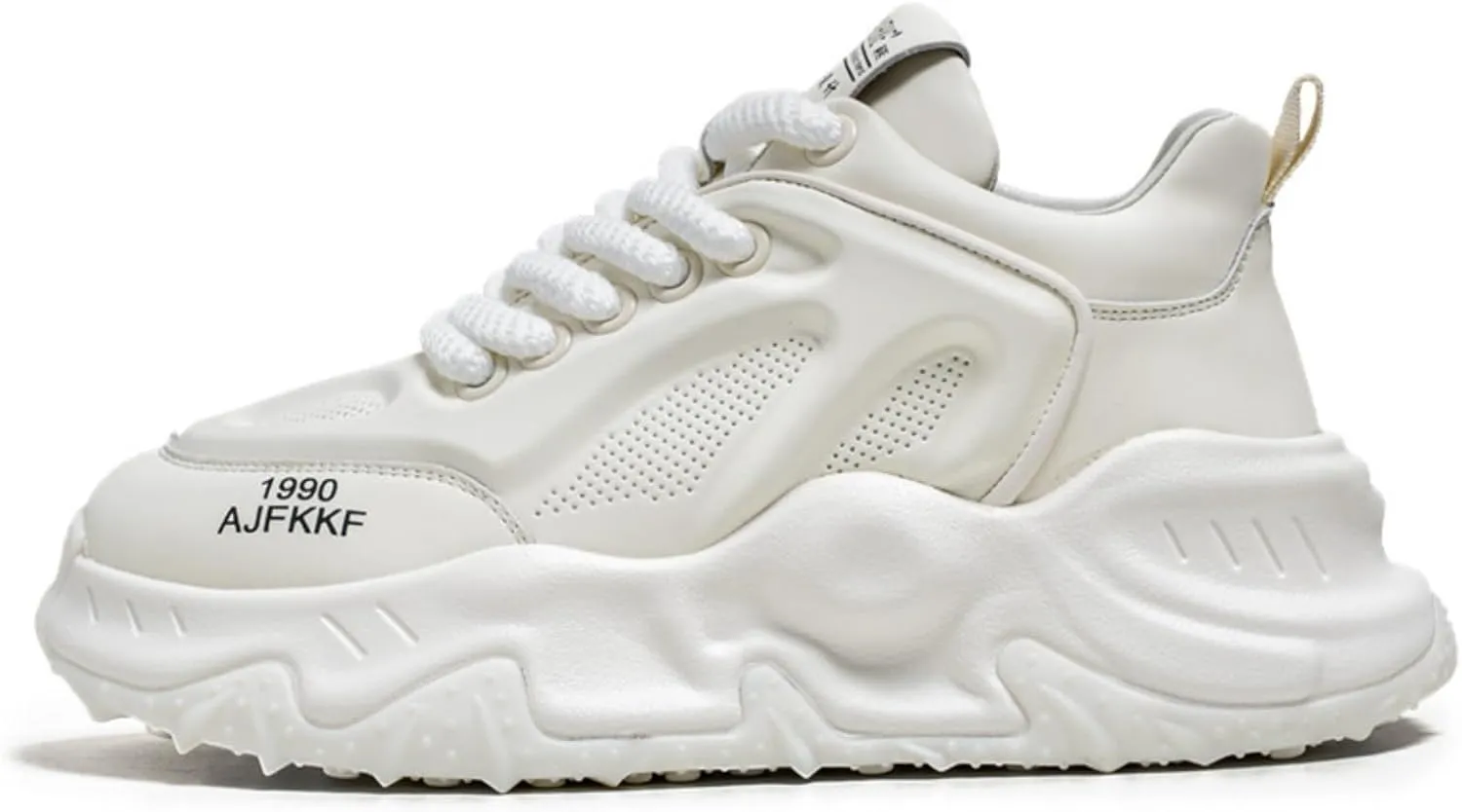 Men's Fashion Leather Lace Up Platform Sneakers Classic Round Toe Non-Slip Chunky Sport Shoes Tennis Driving Walking Shoes