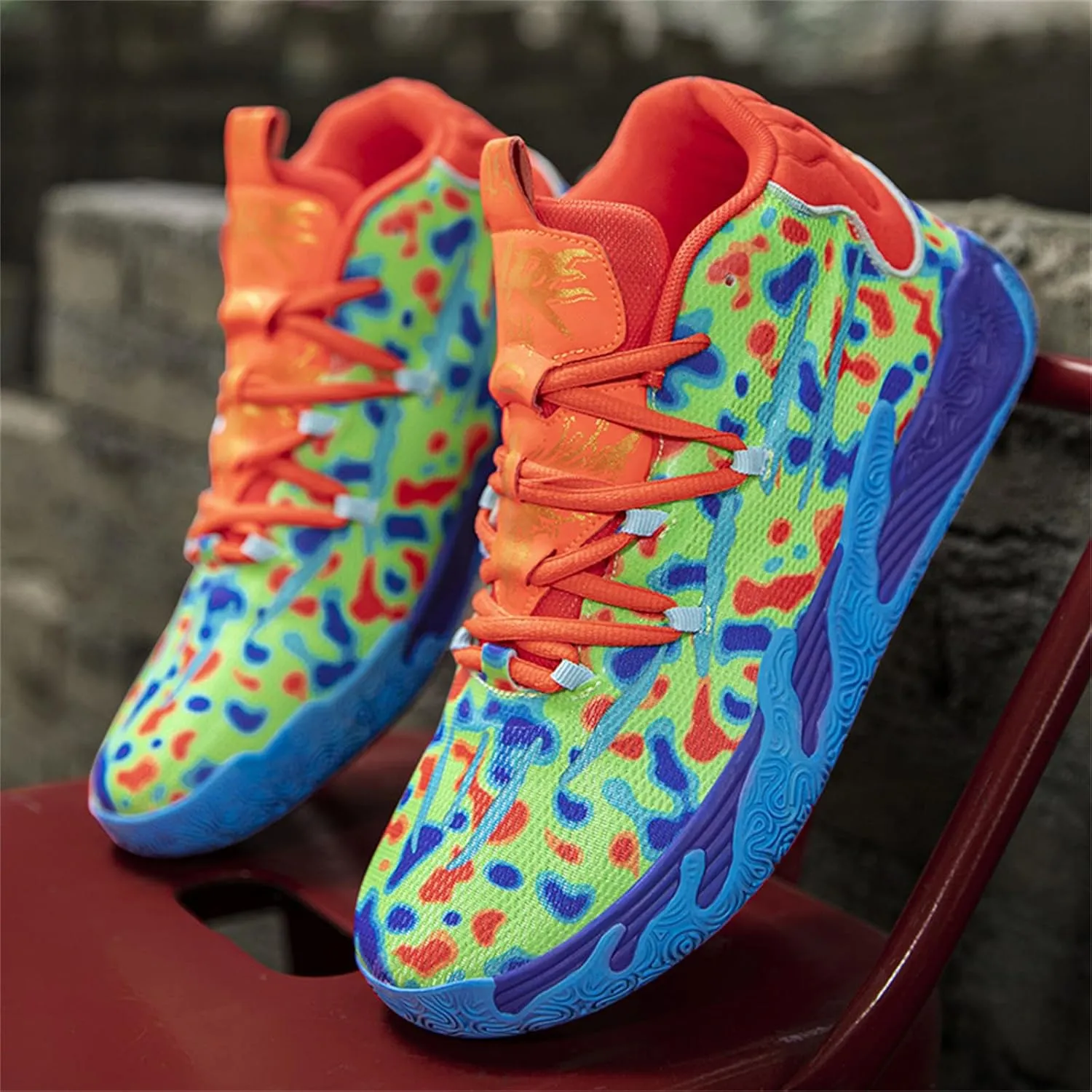Men's Lace Up High Top Basketball Shoes Chinese Style Breathable Non Slip Outdoor Sneakers Cushioning Workout Shoes for Fitness Training Athletic