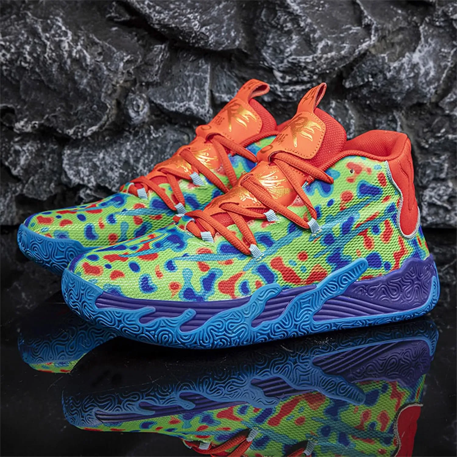 Men's Lace Up High Top Basketball Shoes Chinese Style Breathable Non Slip Outdoor Sneakers Cushioning Workout Shoes for Fitness Training Athletic