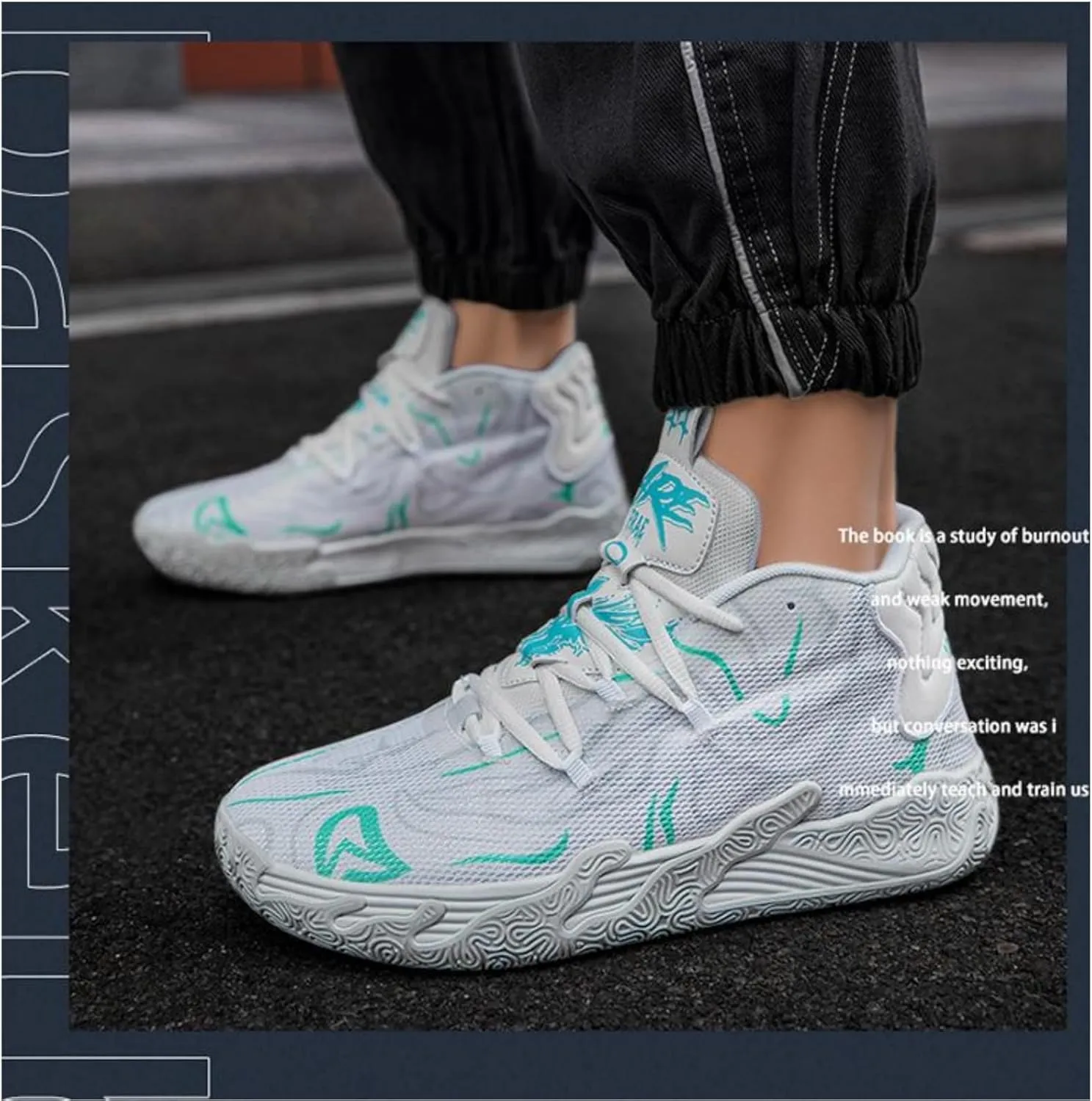 Men's Lace Up High Top Basketball Shoes Chinese Style Breathable Non Slip Outdoor Sneakers Cushioning Workout Shoes for Fitness Training Athletic