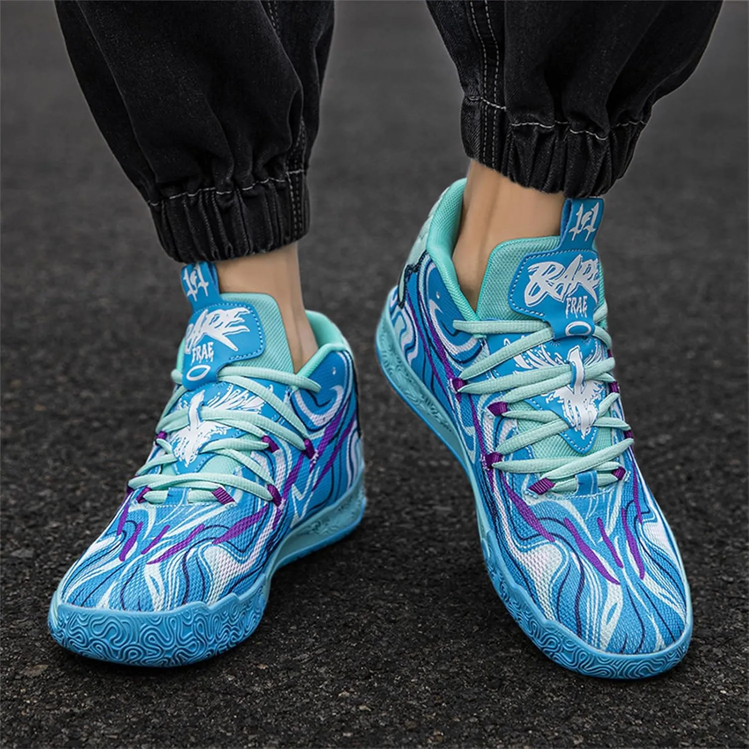 Men's Lace Up High Top Basketball Shoes Chinese Style Breathable Non Slip Outdoor Sneakers Cushioning Workout Shoes for Fitness Training Athletic