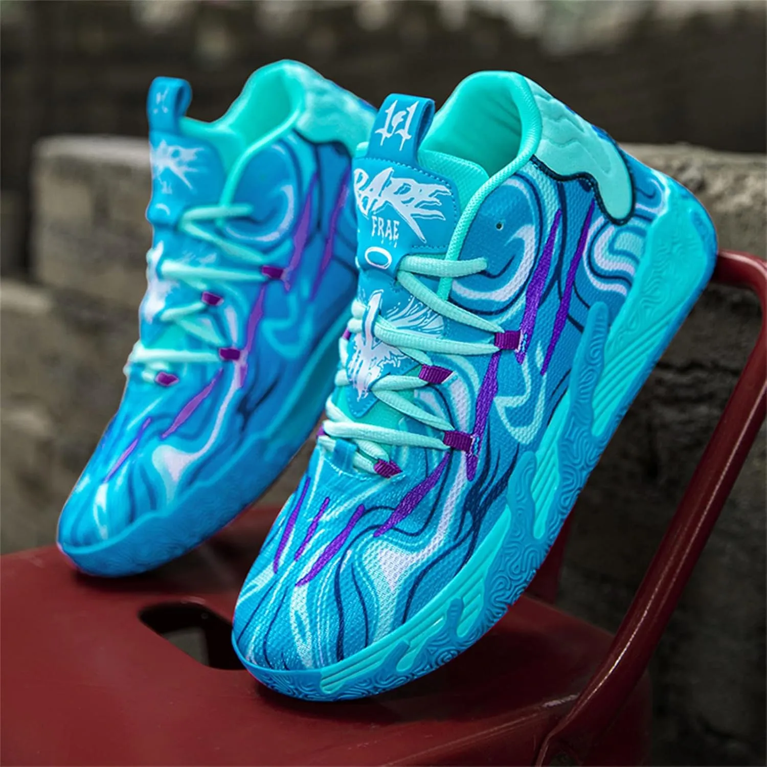 Men's Lace Up High Top Basketball Shoes Chinese Style Breathable Non Slip Outdoor Sneakers Cushioning Workout Shoes for Fitness Training Athletic