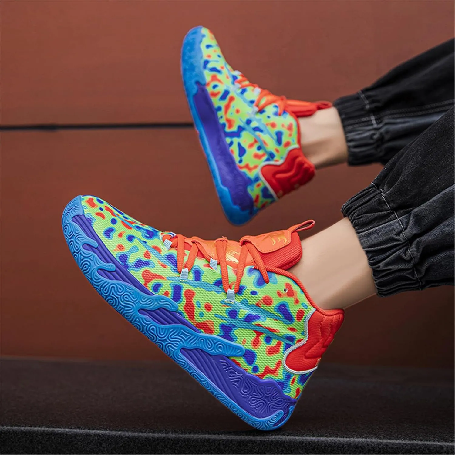Men's Lace Up High Top Basketball Shoes Chinese Style Breathable Non Slip Outdoor Sneakers Cushioning Workout Shoes for Fitness Training Athletic