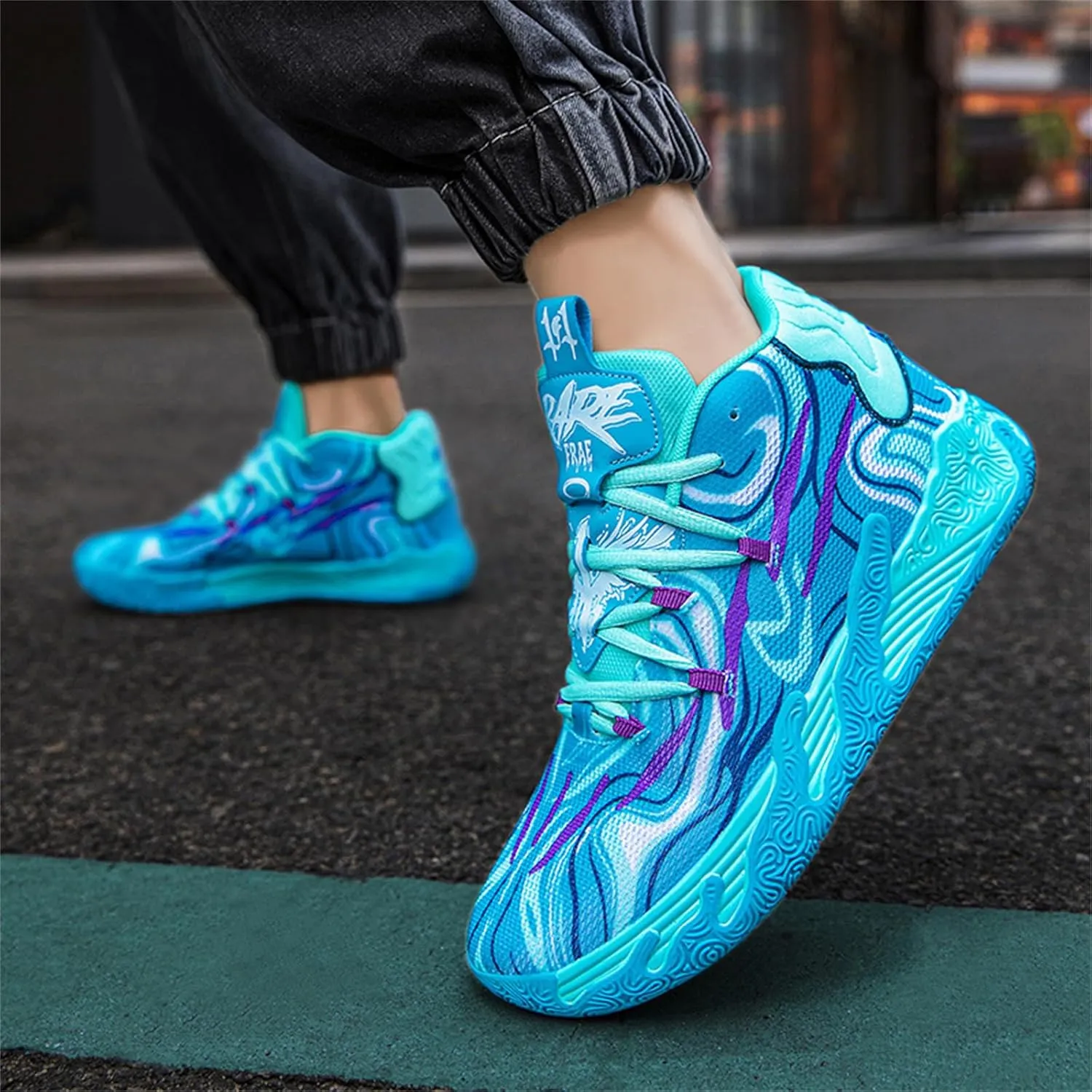 Men's Lace Up High Top Basketball Shoes Chinese Style Breathable Non Slip Outdoor Sneakers Cushioning Workout Shoes for Fitness Training Athletic