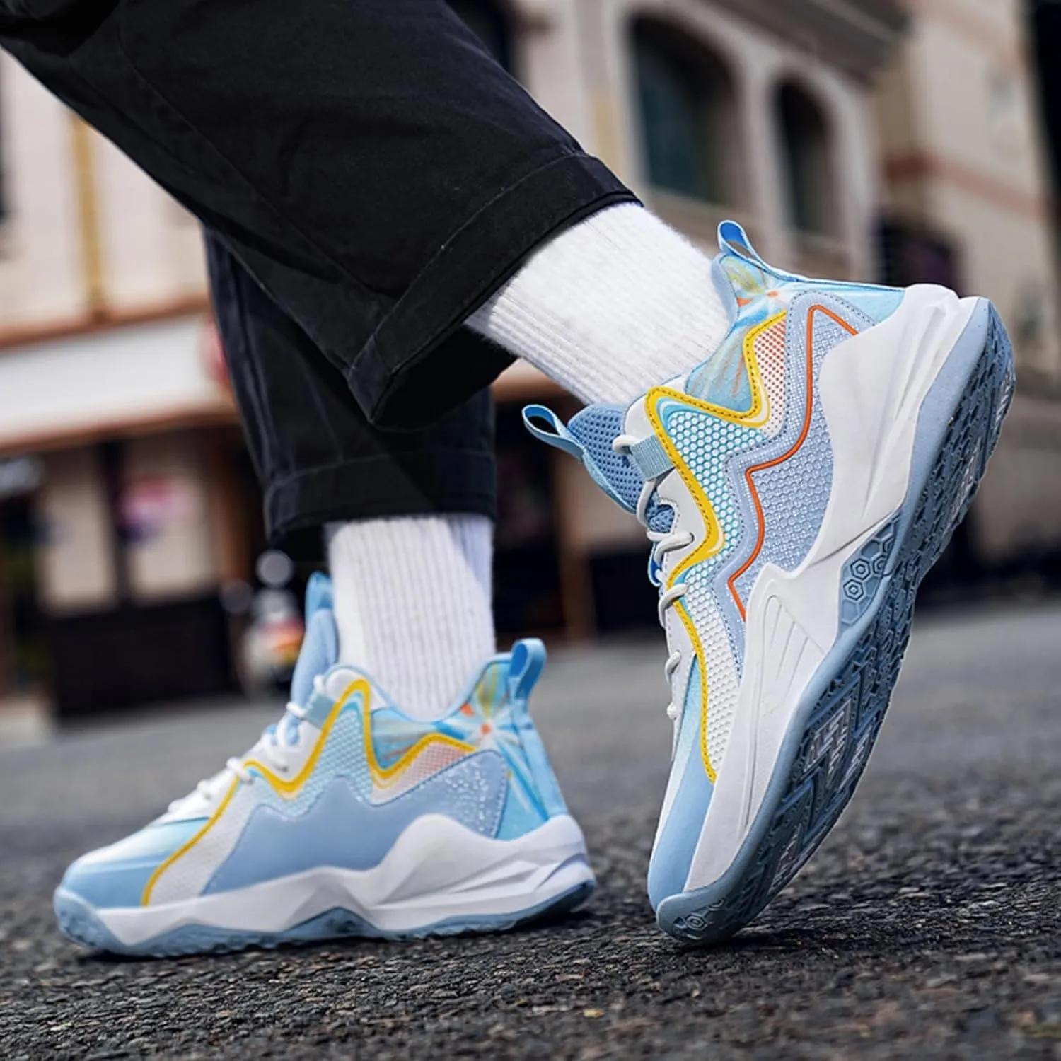 Mens Lace Up High Top Basketball Shoes Fashion Breathable Non Slip Sport Sneakers for Walking Running Tennis Volleyball