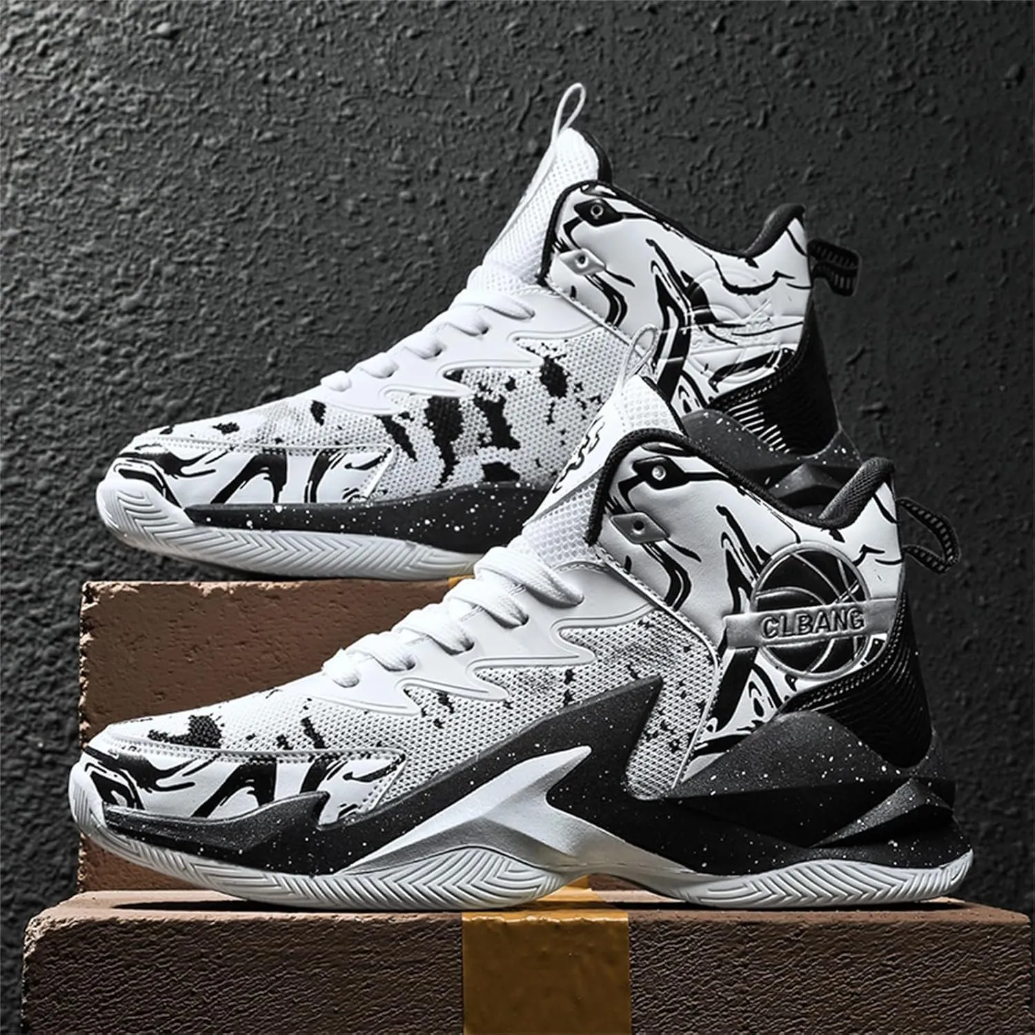 Men's Lace Up High Top Fashion Basketball Shoes with Arch Support Lightweight Non-Slip Running Tennis Sneakers Classic Chinese Trend Sports Shoes
