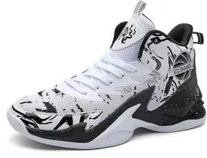 Men's Lace Up High Top Fashion Basketball Shoes with Arch Support Lightweight Non-Slip Running Tennis Sneakers Classic Chinese Trend Sports Shoes