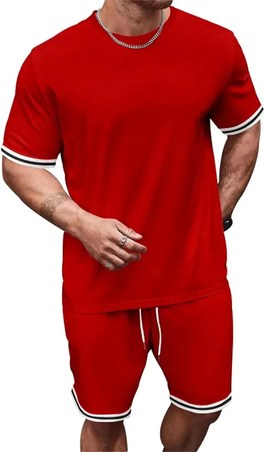 Men's Loose Casual Set, European Streetwear Short Sleeve & Shorts