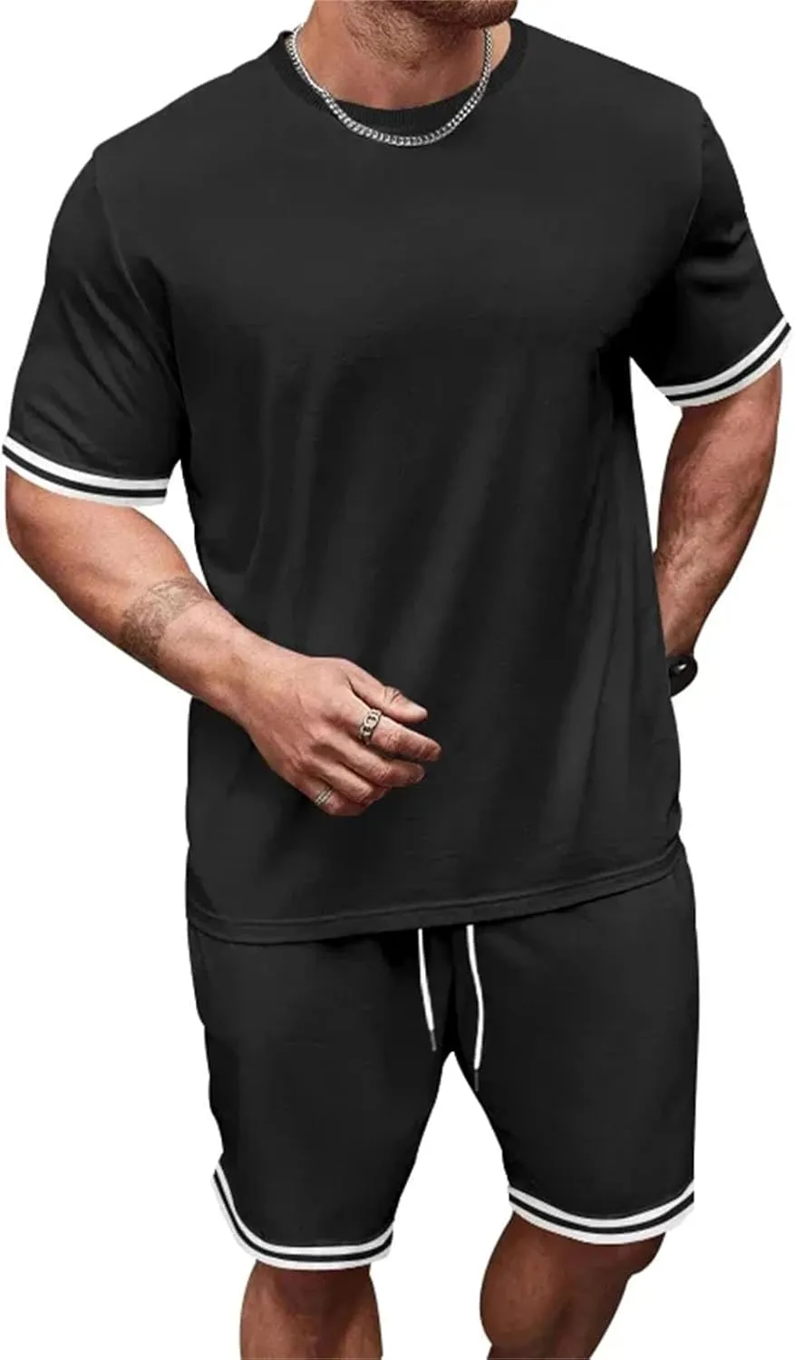 Men's Loose Casual Set, European Streetwear Short Sleeve & Shorts