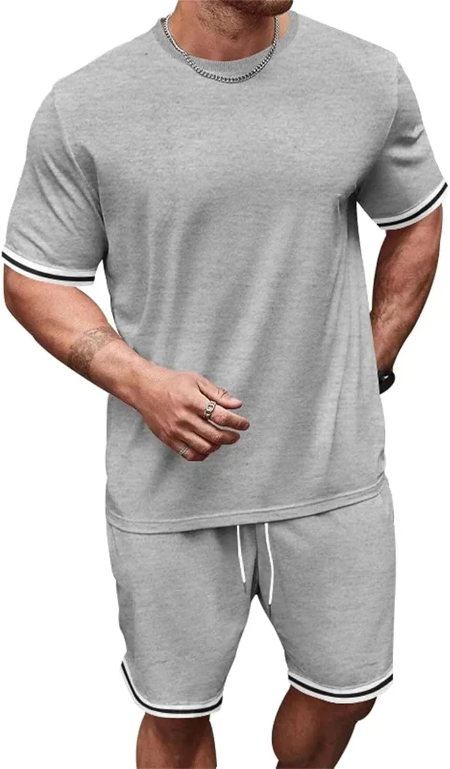Men's Loose Casual Set, European Streetwear Short Sleeve & Shorts