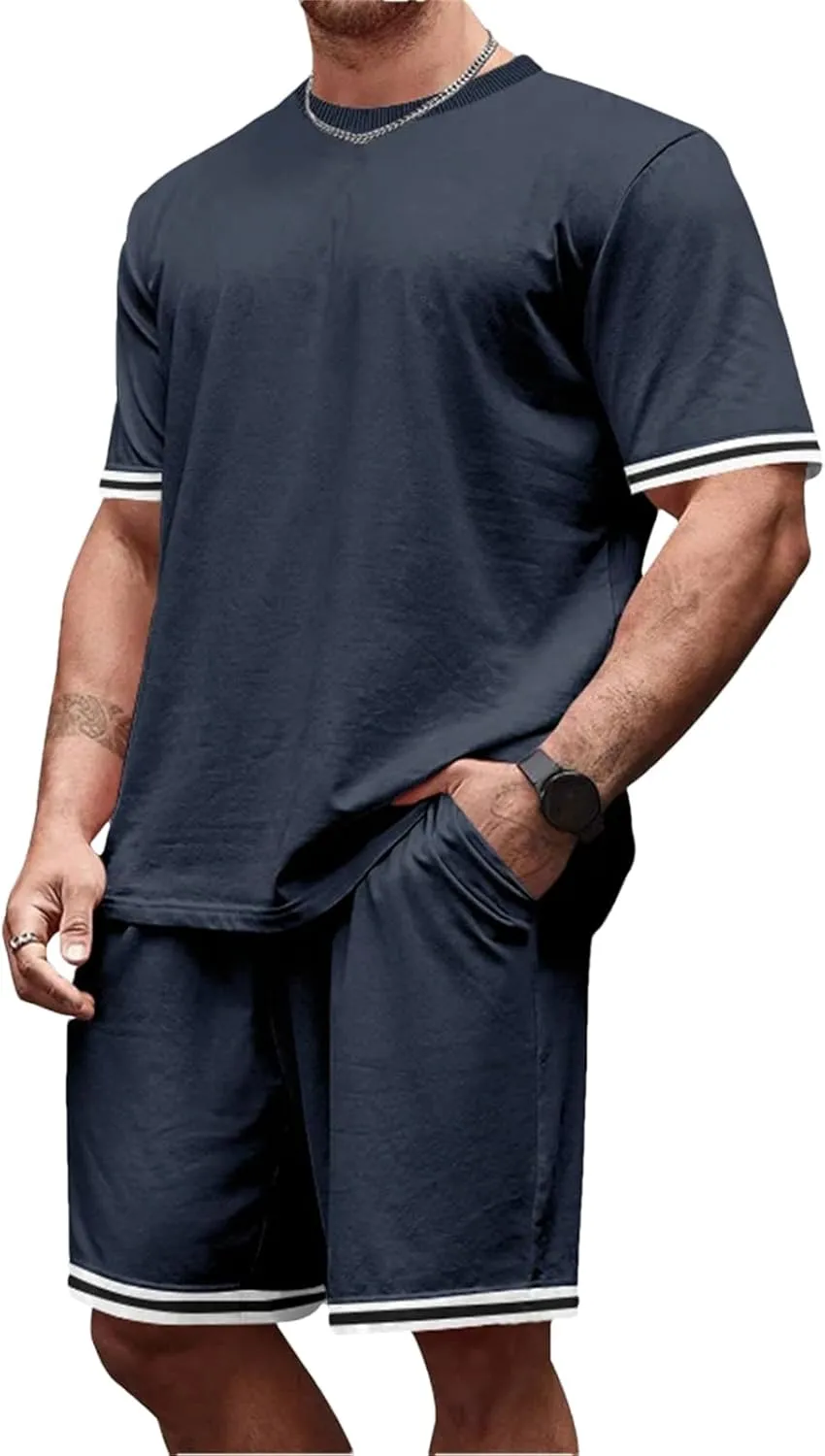 Men's Loose Casual Set, European Streetwear Short Sleeve & Shorts