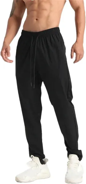 Men's Loose Fit Quick-Dry Jogging Pants with Elastic Waist Full-Length Gym Running Training Trousers